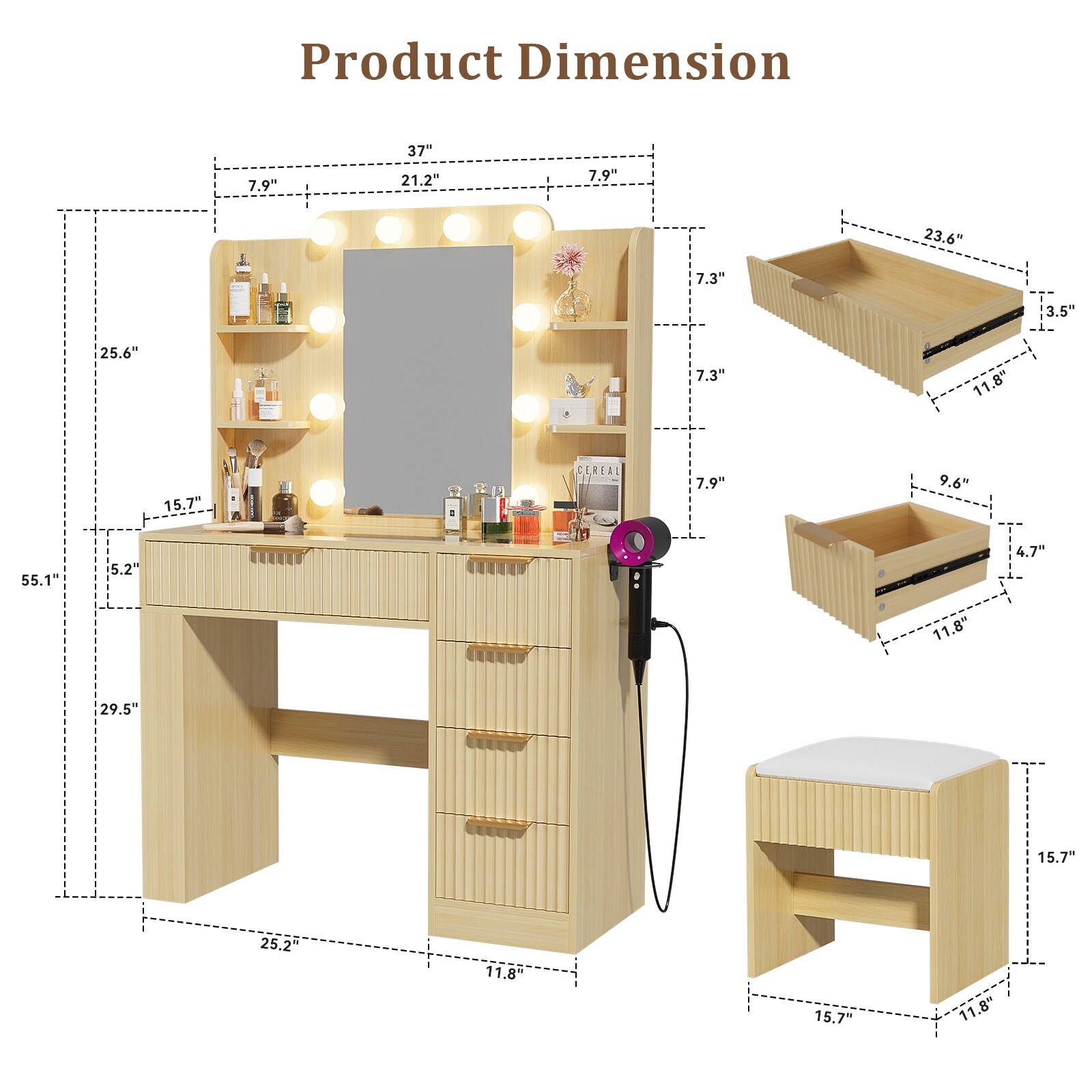 Pocassy GREATANTS-SNBS037OW Bedroom-Vanities - View #9