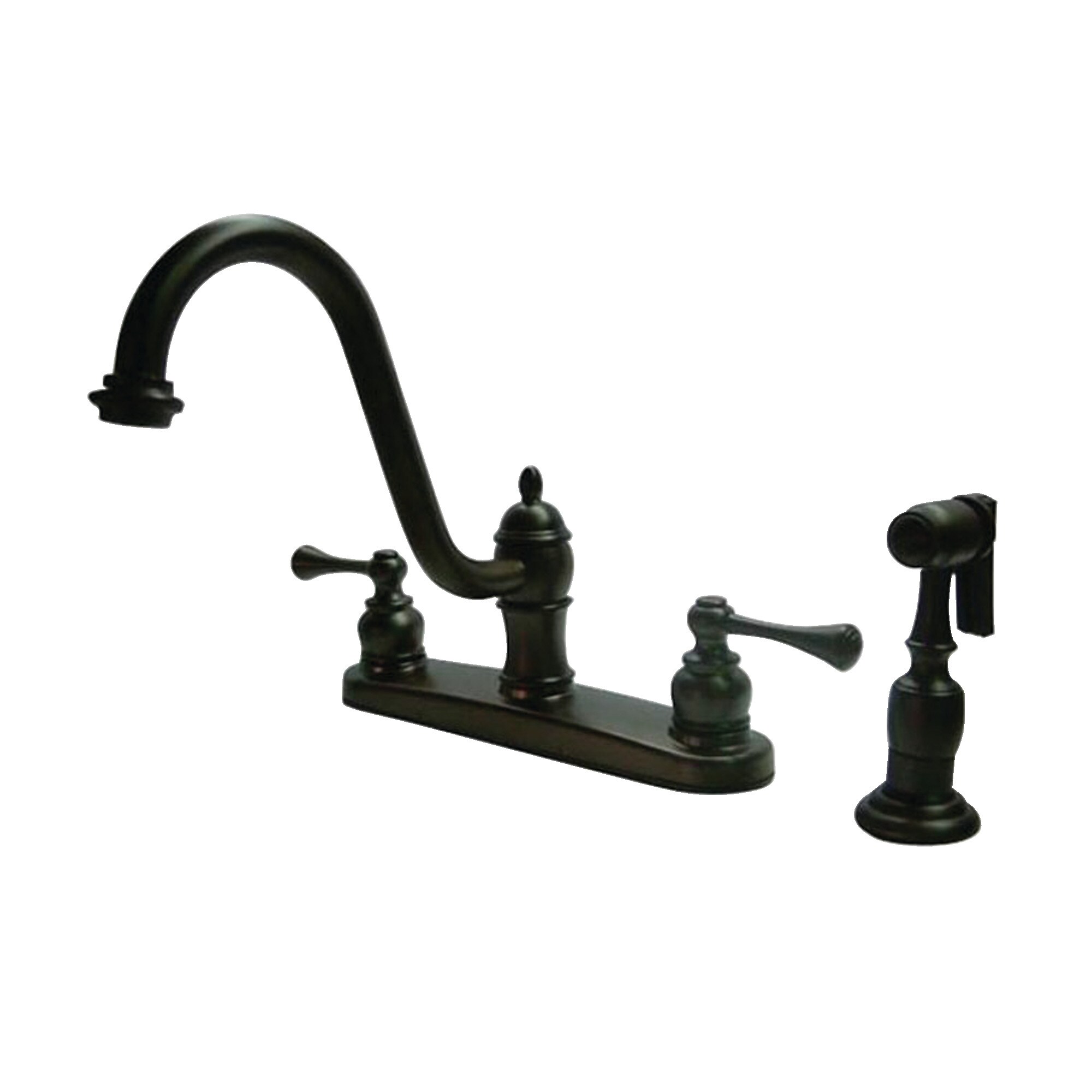 Elements of Design St. Louis Oil-Rubbed Bronze 2-Handle Deck-Mount High-Arc Handle Kitchen Faucet (Deck Plate Included)
