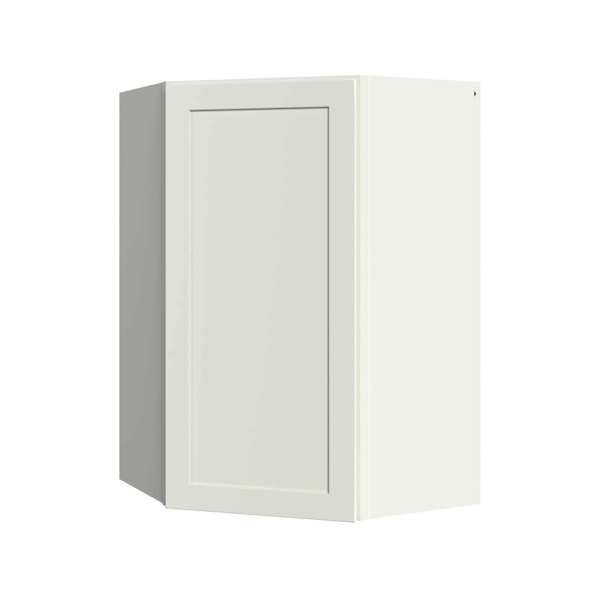 KraftMaid Momentum WA2436RG71 Deveron 24-in W x 36-in H x 24-in D Dove White Diagonal Corner wall Fully assembled Plywood Cabinet (Recessed Panel Shaker)
