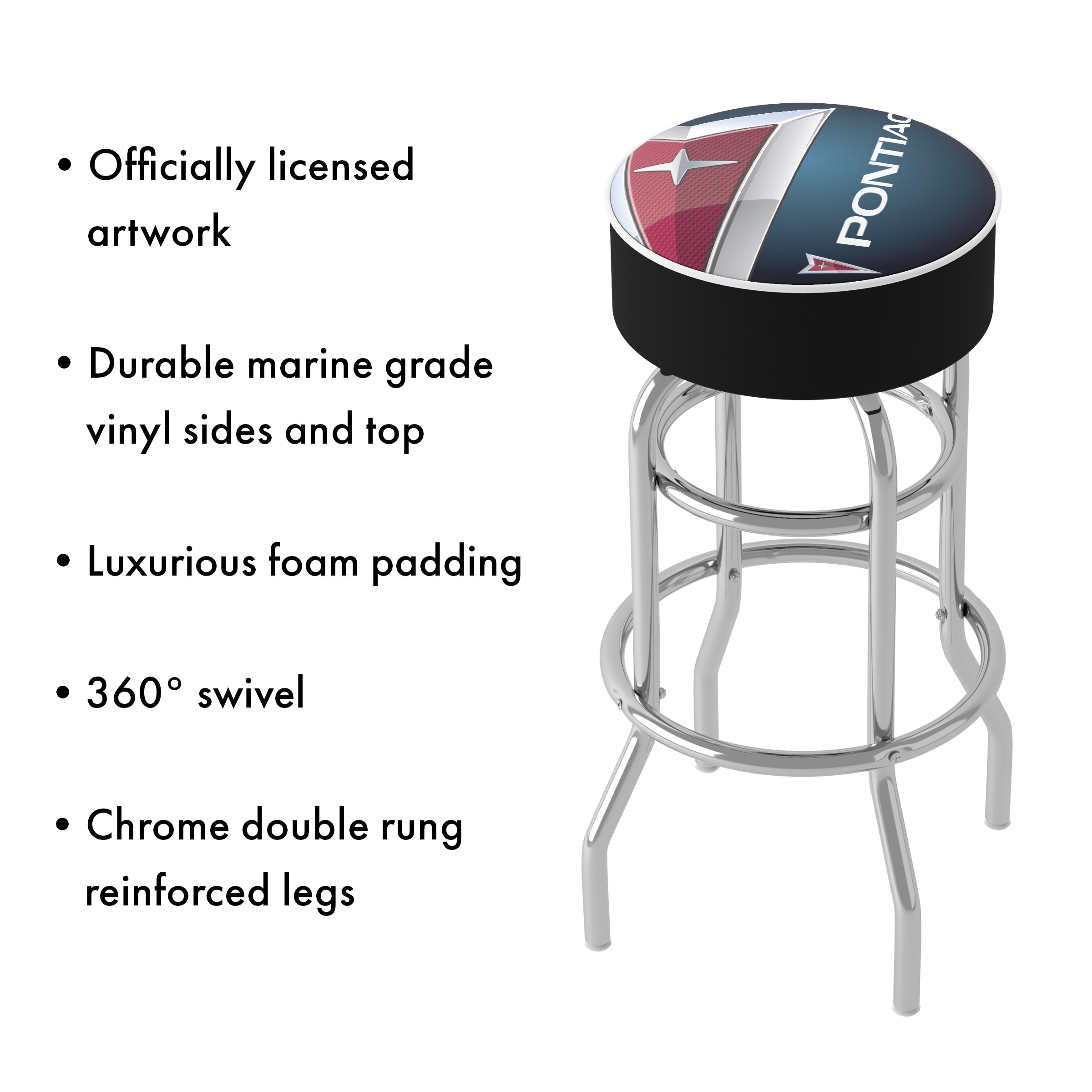 Black Metal Swivel Bar Stool with Padded Seat