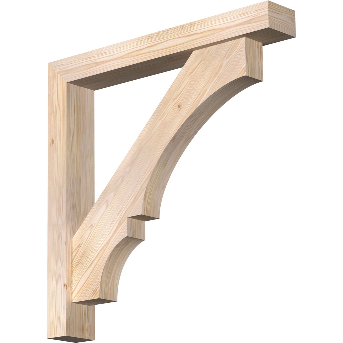 Ekena Millwork 1462161 Balboa block smooth bracket with offset brace 5-1/2-in x 38-in x 38-in Douglas fir Brown Wood Standard bracket