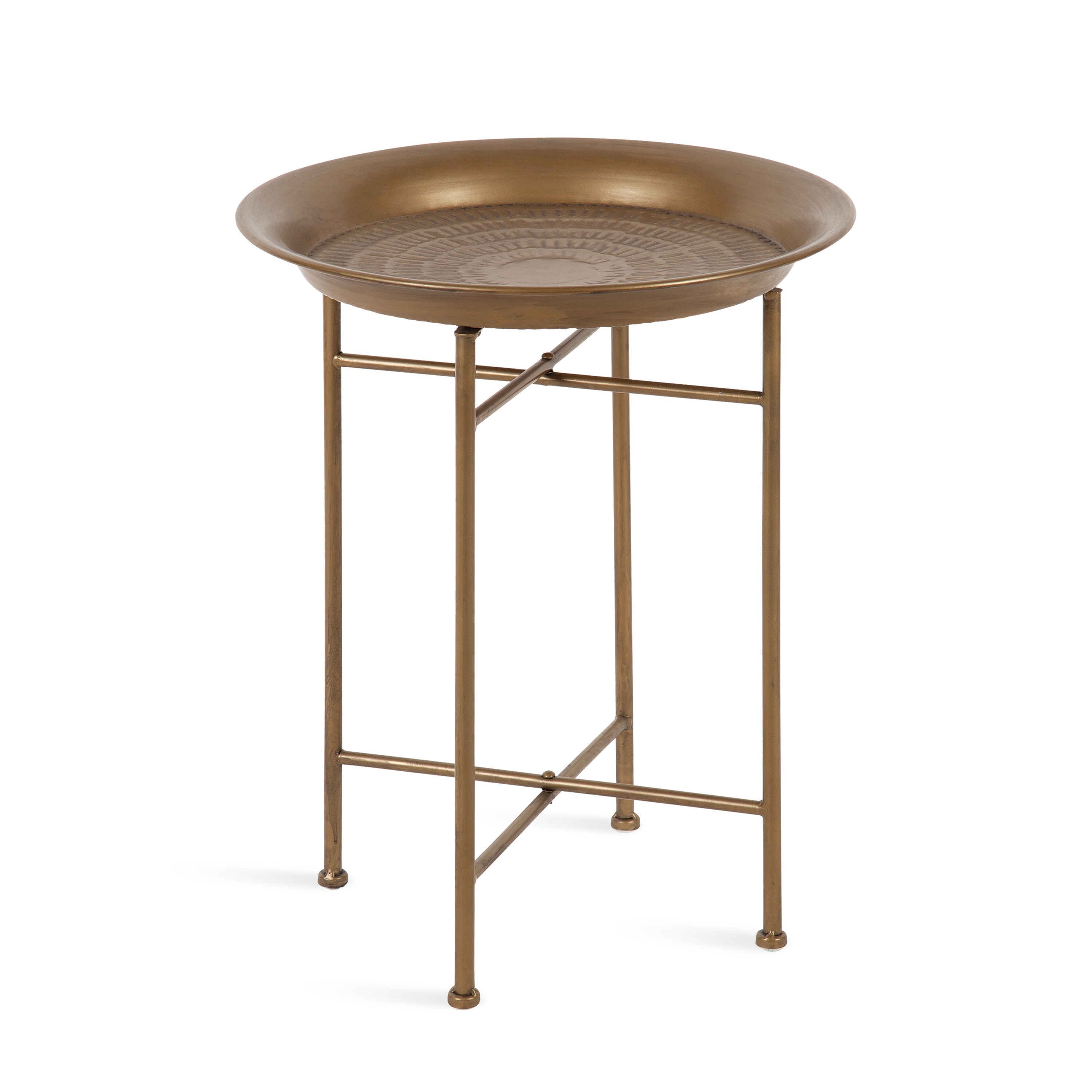 Kate and Laurel 215294 Mahdavi 16.5-in W x 20.5-in H Gold Metal Round Casual End Table Assembly Required