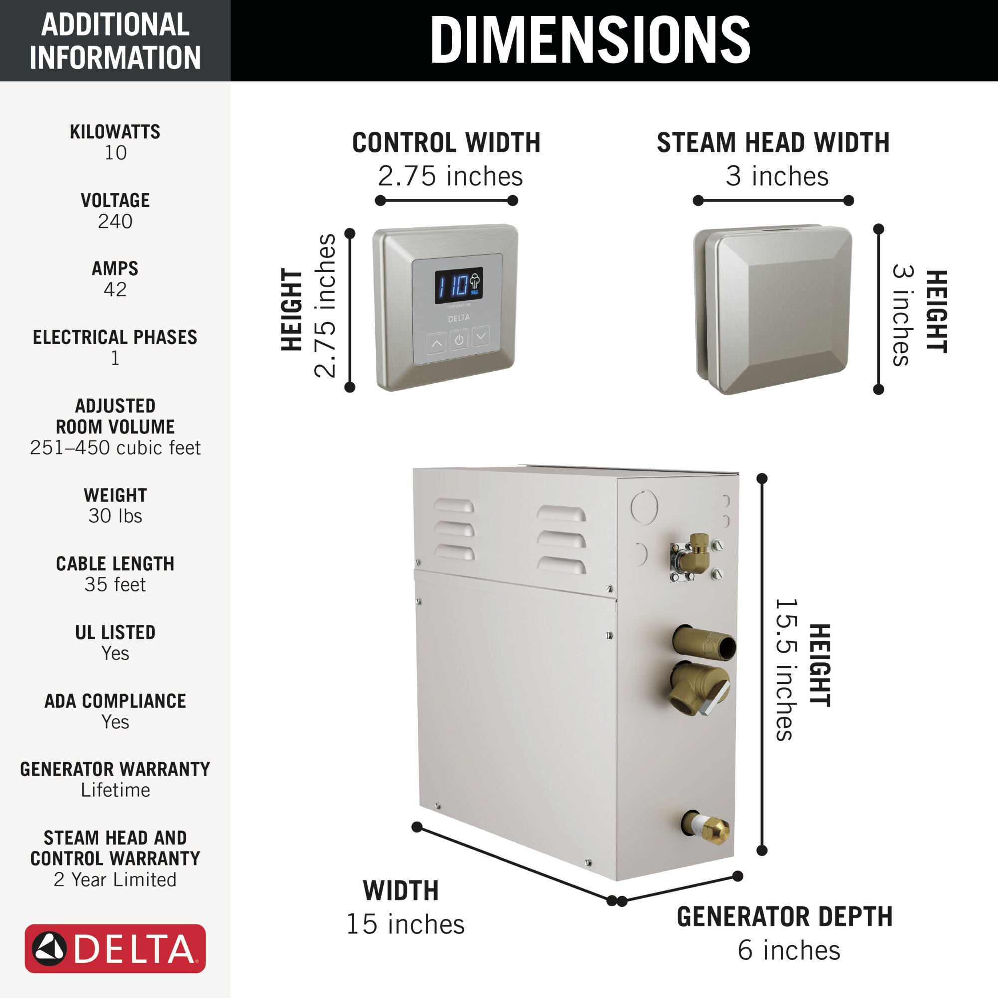 Delta 5P-EST10-SS-PR Steam-Showers - View #8