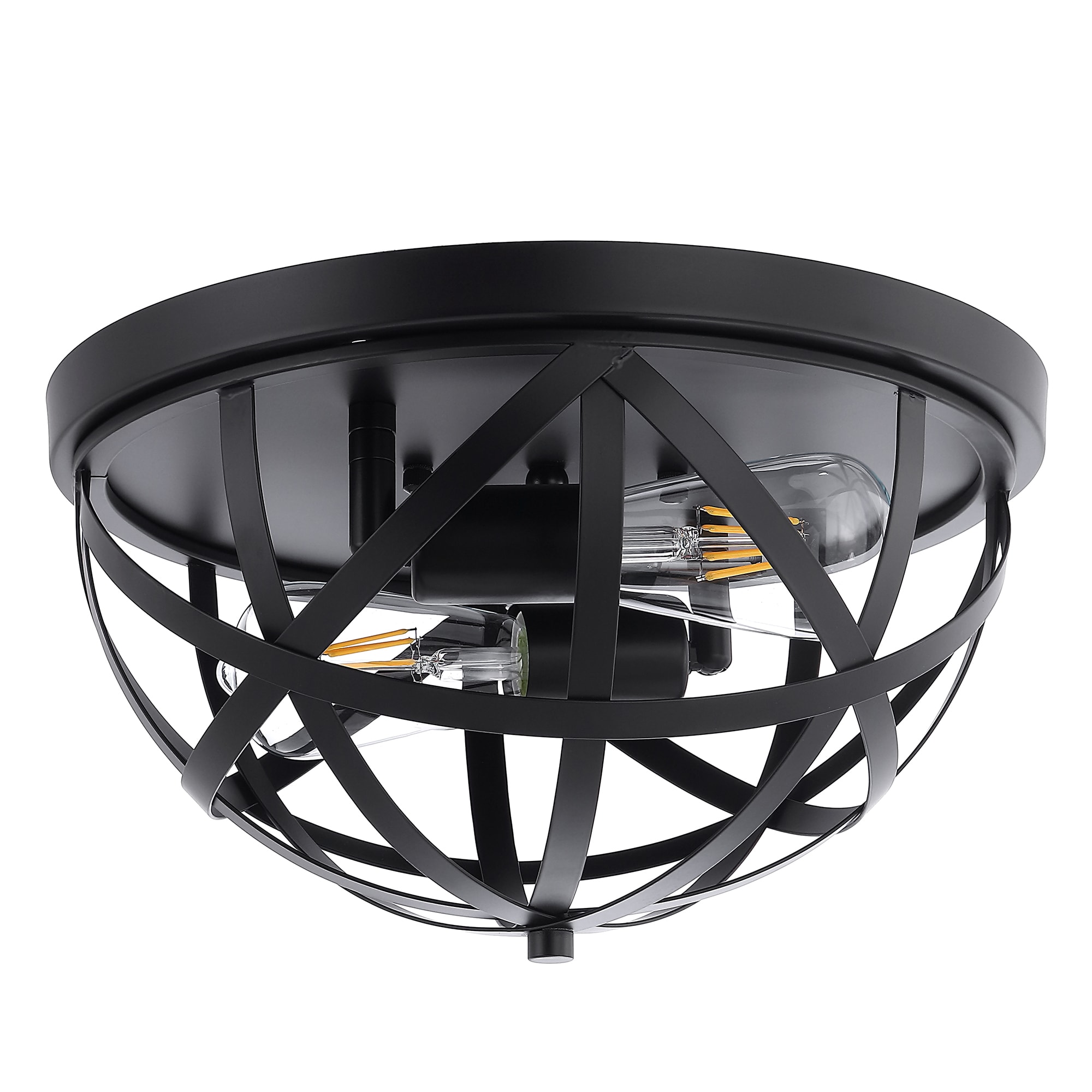 GETLEDEL LEFX-0505-BK 2-Light 13.8-in Matte Black LED Flush Mount Light