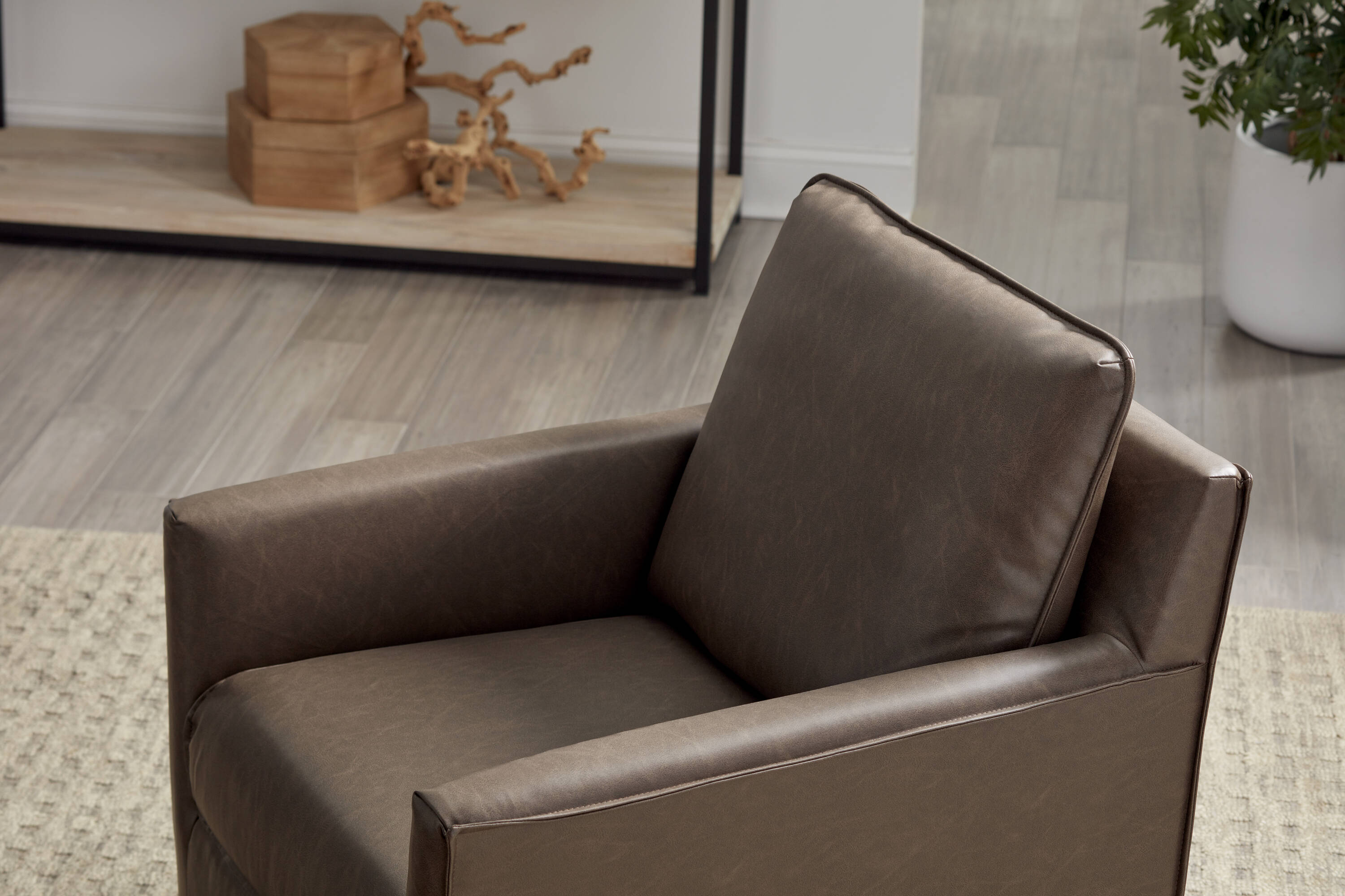allen + roth Blanchett Modern Chair Accent Swivel in Brown at the Chairs department