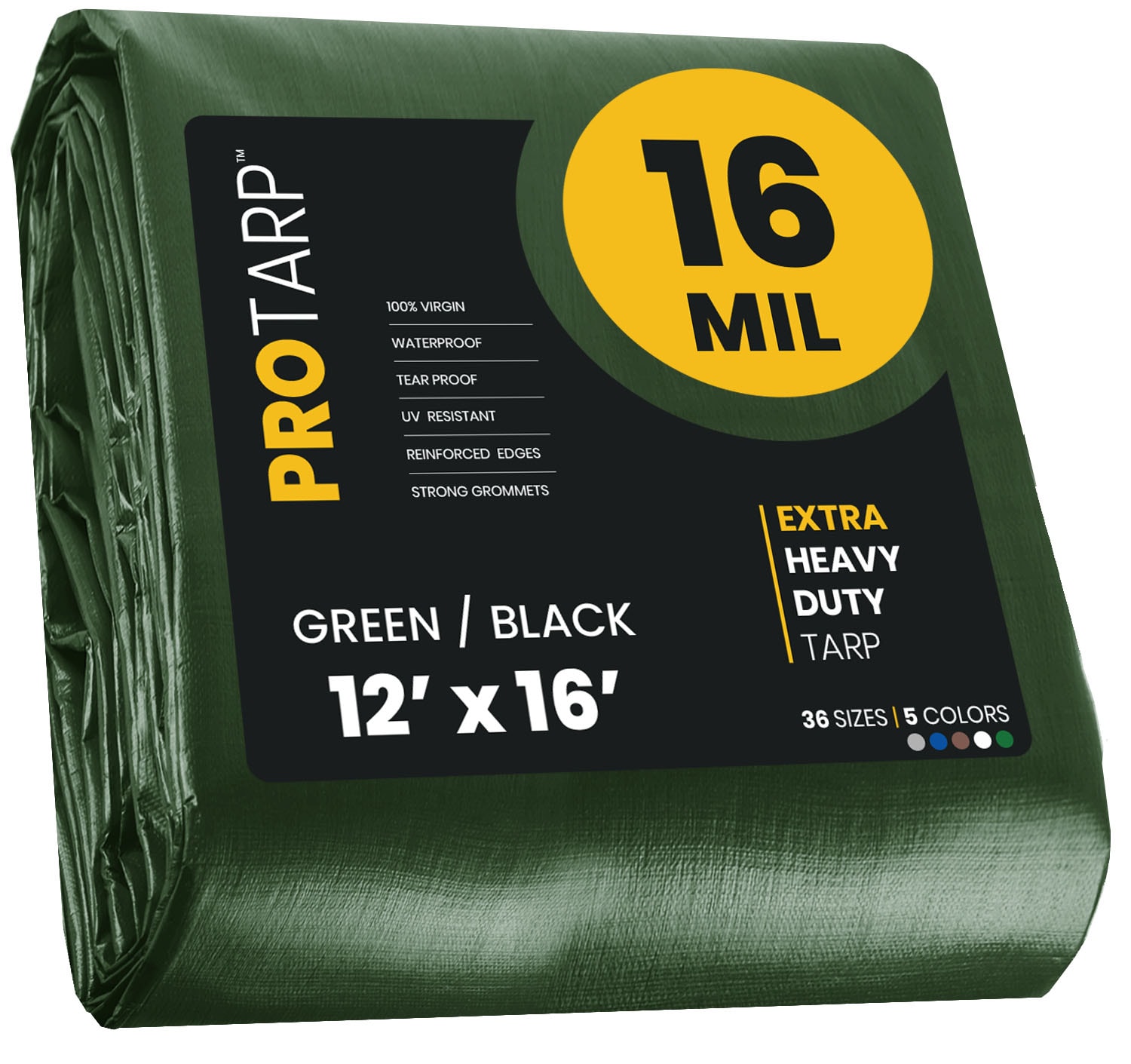 PROTARP PT-103-12X16 12-ft x 16-ft Green Waterproof Commercial Polyethylene 16-mil Tarp