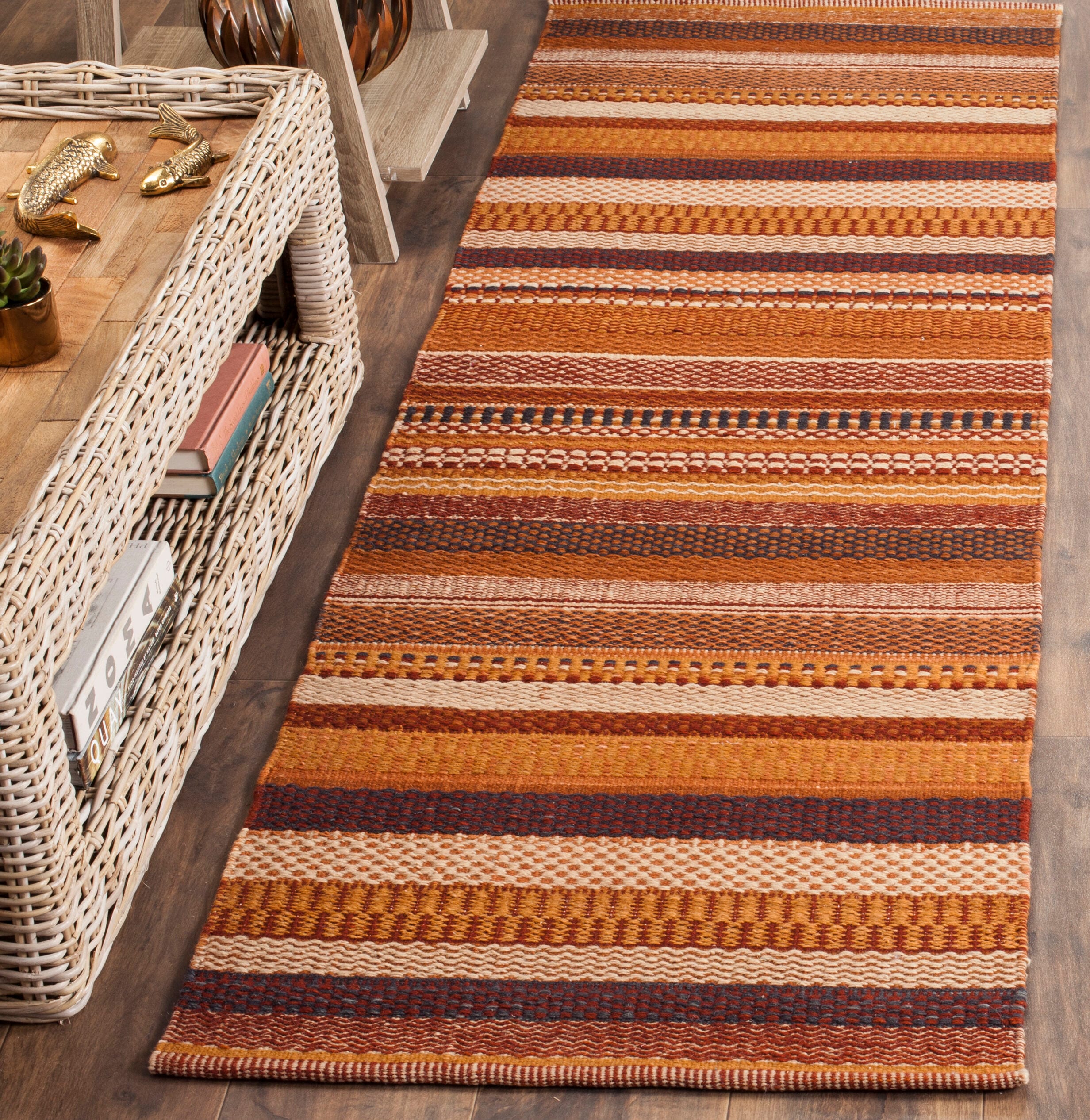  Kilim 951 Rust Contemporary 2Ft-3In x 8Ft Runner Rug