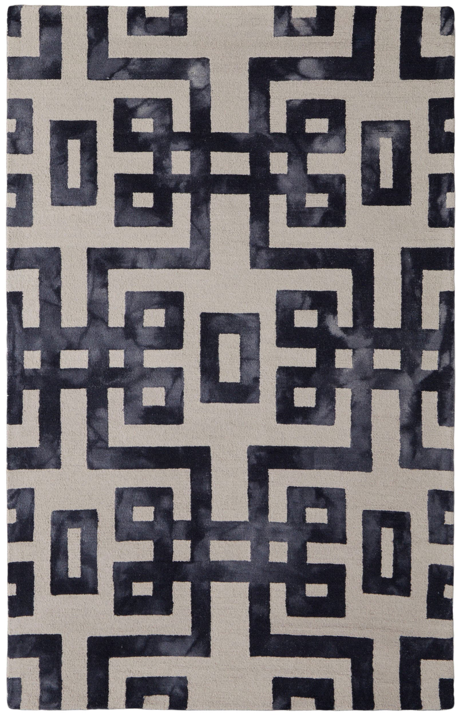 Room Envy 610R8568NOR000E10 Marengo 5 x 8 (ft) Tufted Wool Noir Black/Ivory Rectangular Indoor Geometric Mid-Century Modern Area rug
