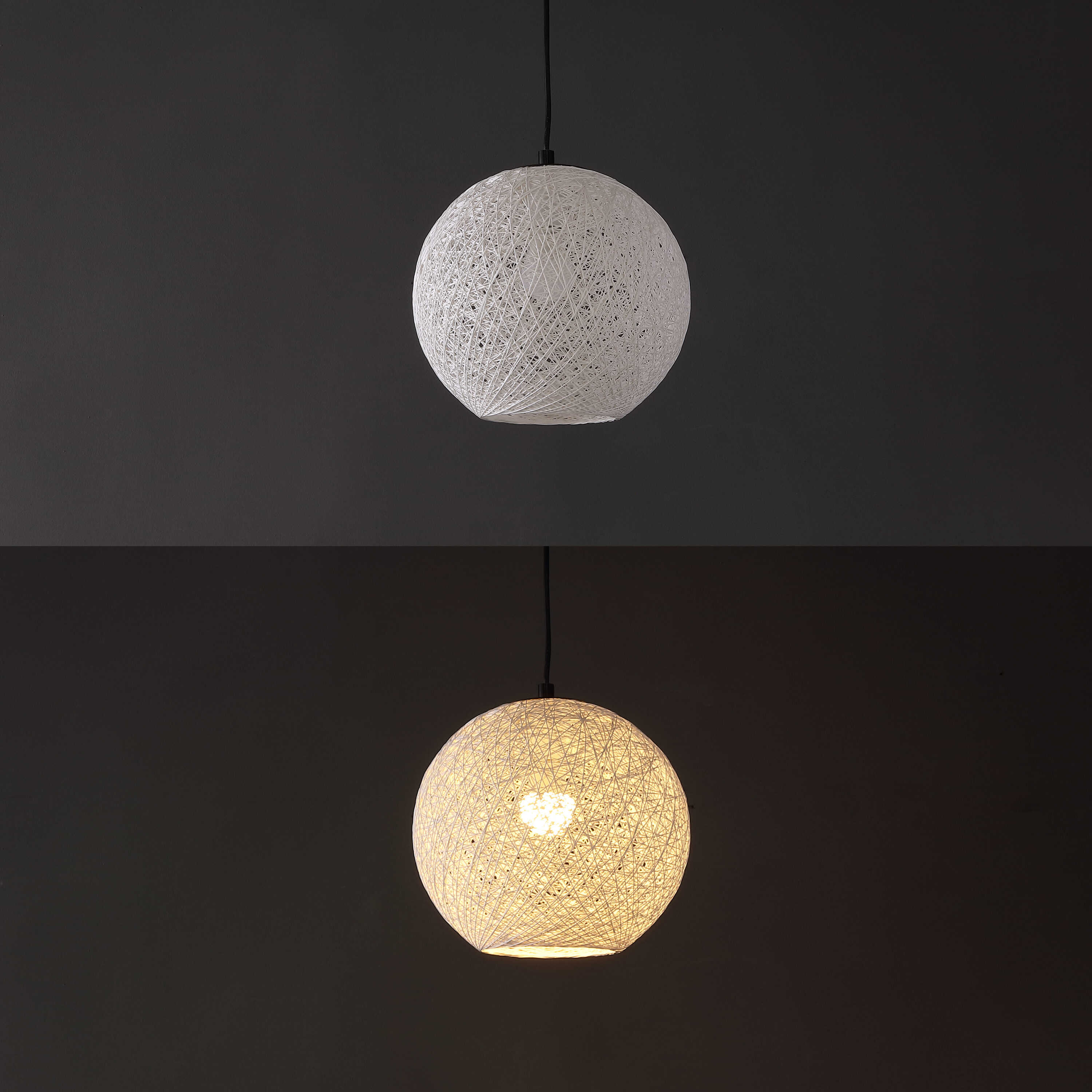 White Bohemian Woven Globe LED Pendant Light