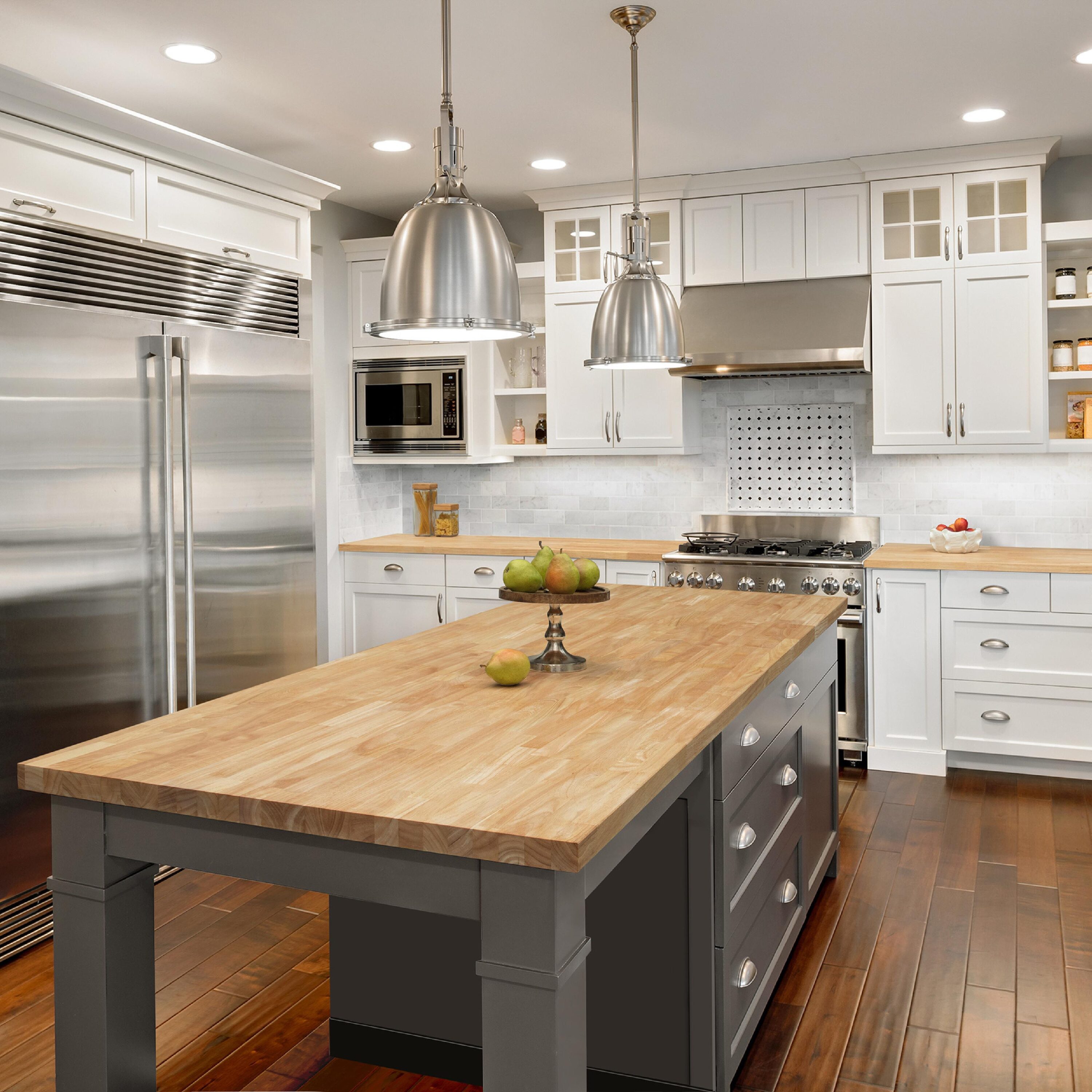 allen + roth 10-ft x 25-in x 1.5-in Finger-jointed Natural Hevea Butcher Block Countertop