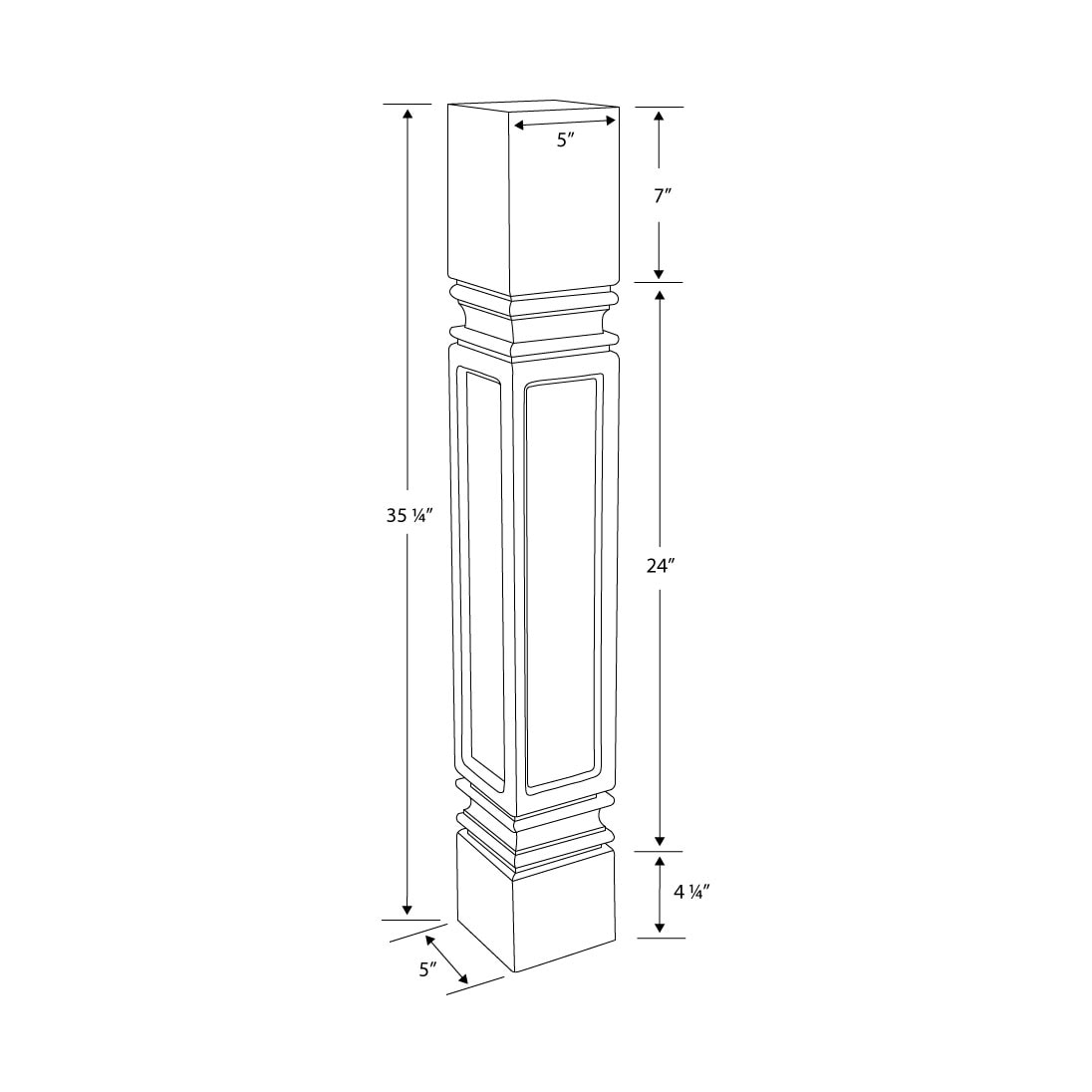 Unfinished Solid Rubberwood Mission Kitchen Island Leg Set
