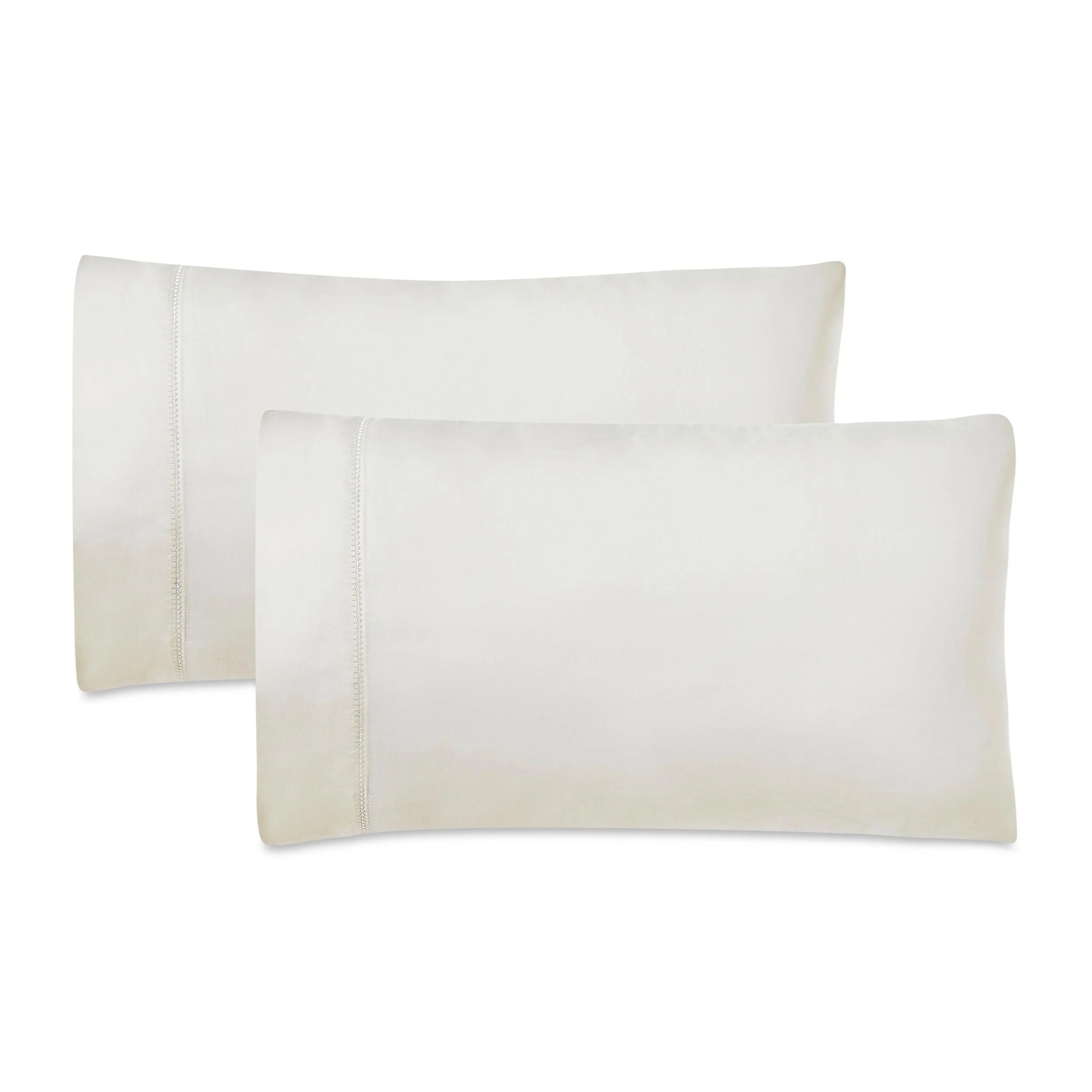 Slickblue 2 Pack 600 Thread Count Embroidered Hem Sateen Pillow Case for Bedroom Guest Room Bedding Standard/ King Multiple Color Option