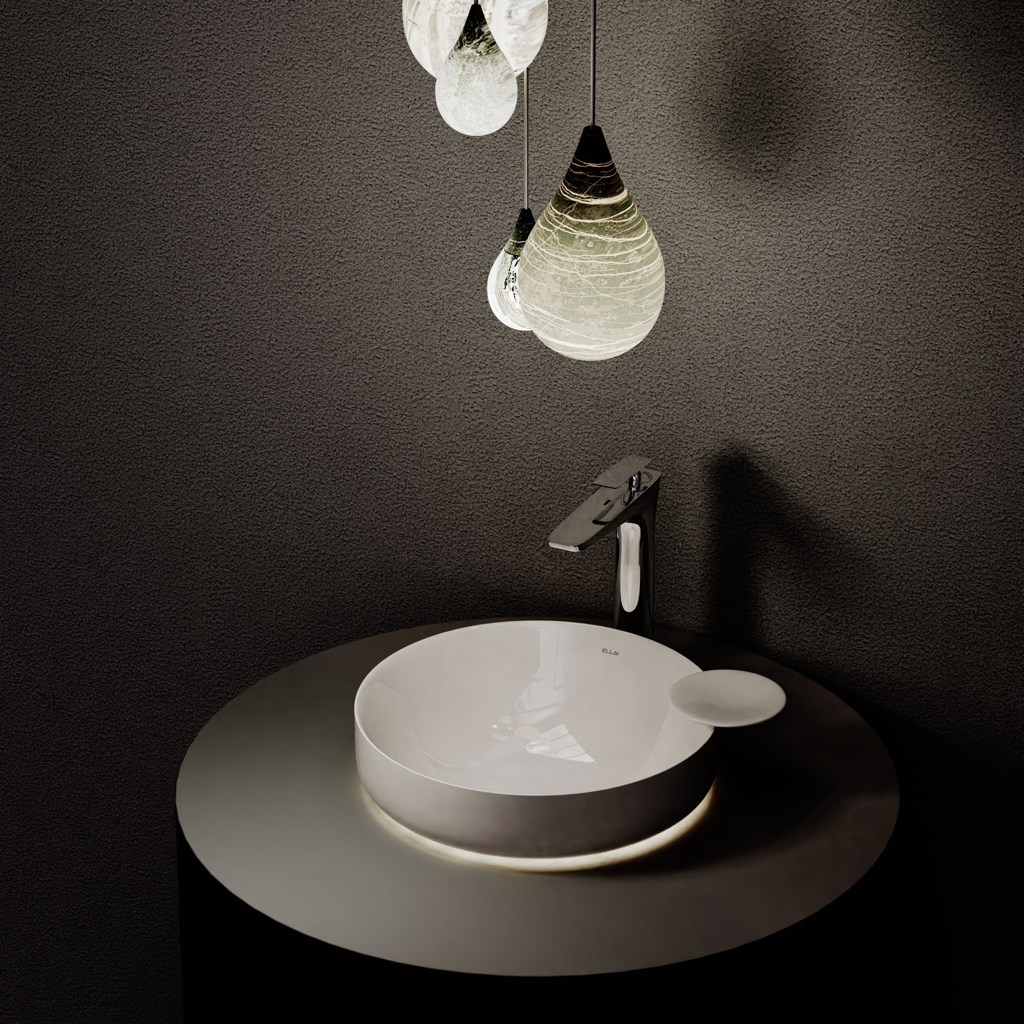 ELLAI ML-12005A Vitreous china Vessel Round Modern Glossy White Bathroom Sink ( 15.7-Inches x 15.7-Inches )