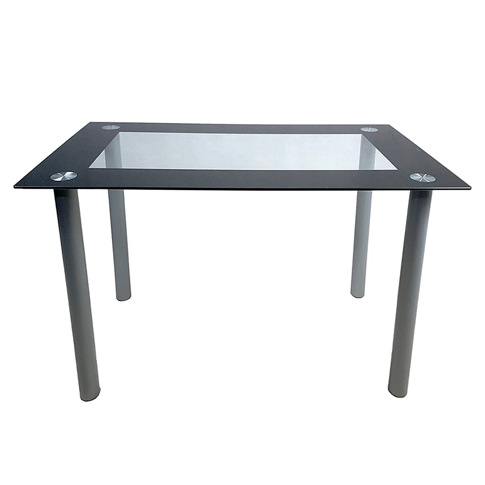 Winado 303868585376 Dining Table Black Contemporary/Modern Dining Table, Glass top with Electroplating Metal 47.24-in L x 28.94-in H