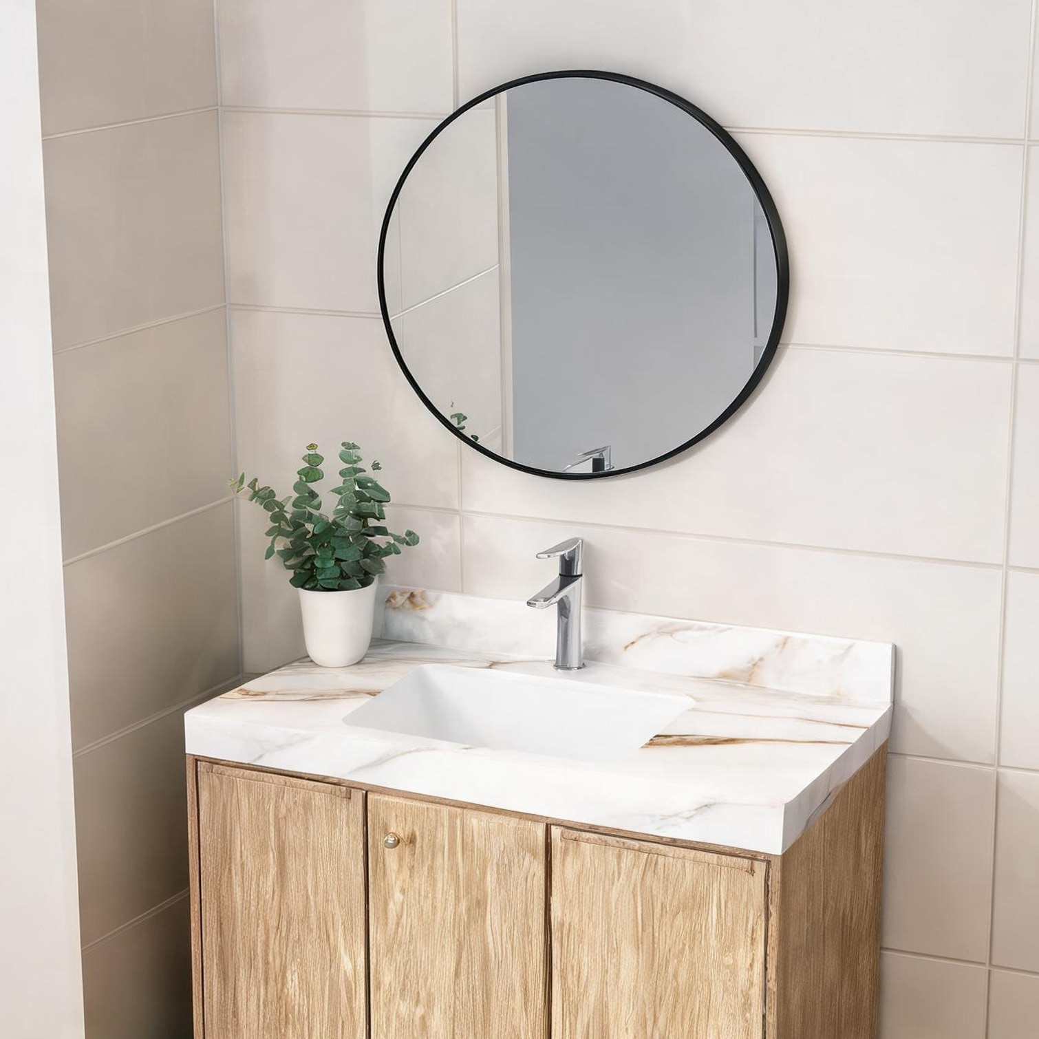BBabe Ceramic Detail Bathroom Countertop in As Pic 37 in with Water-Resistant Design