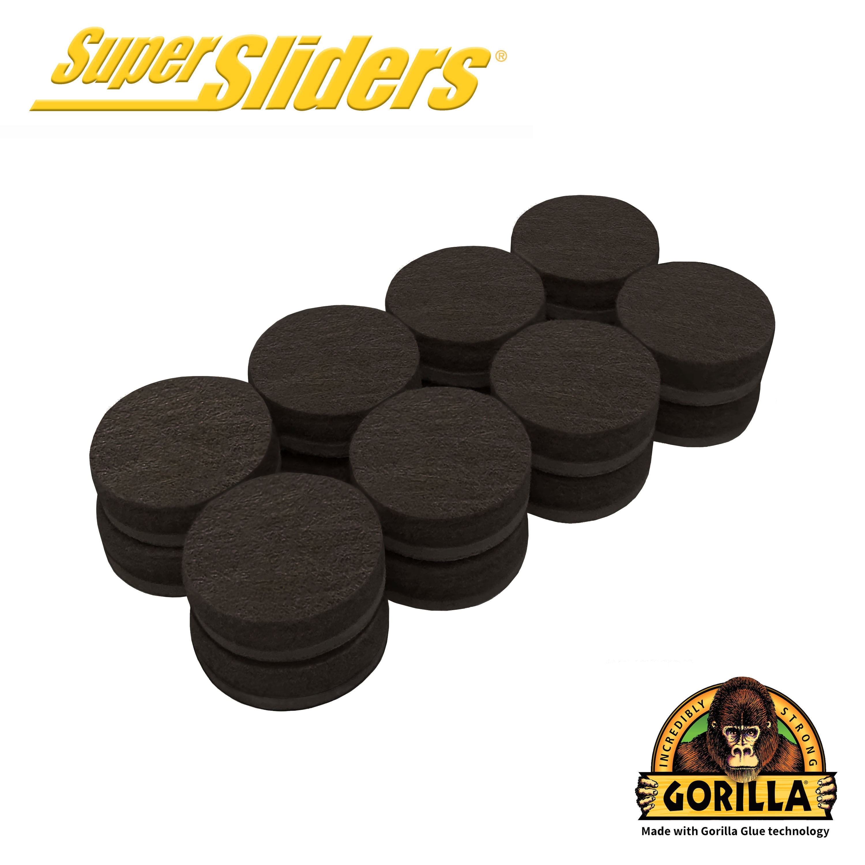 Super Sliders 4843124BG 16 -Pack 3/4-in Brown Round Felt furniture pads
