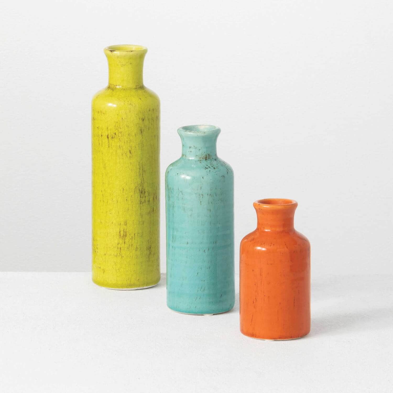 Sullivans CM2334 3 -Pack Multiple colors/finishes Ceramic Farmhouse Vase