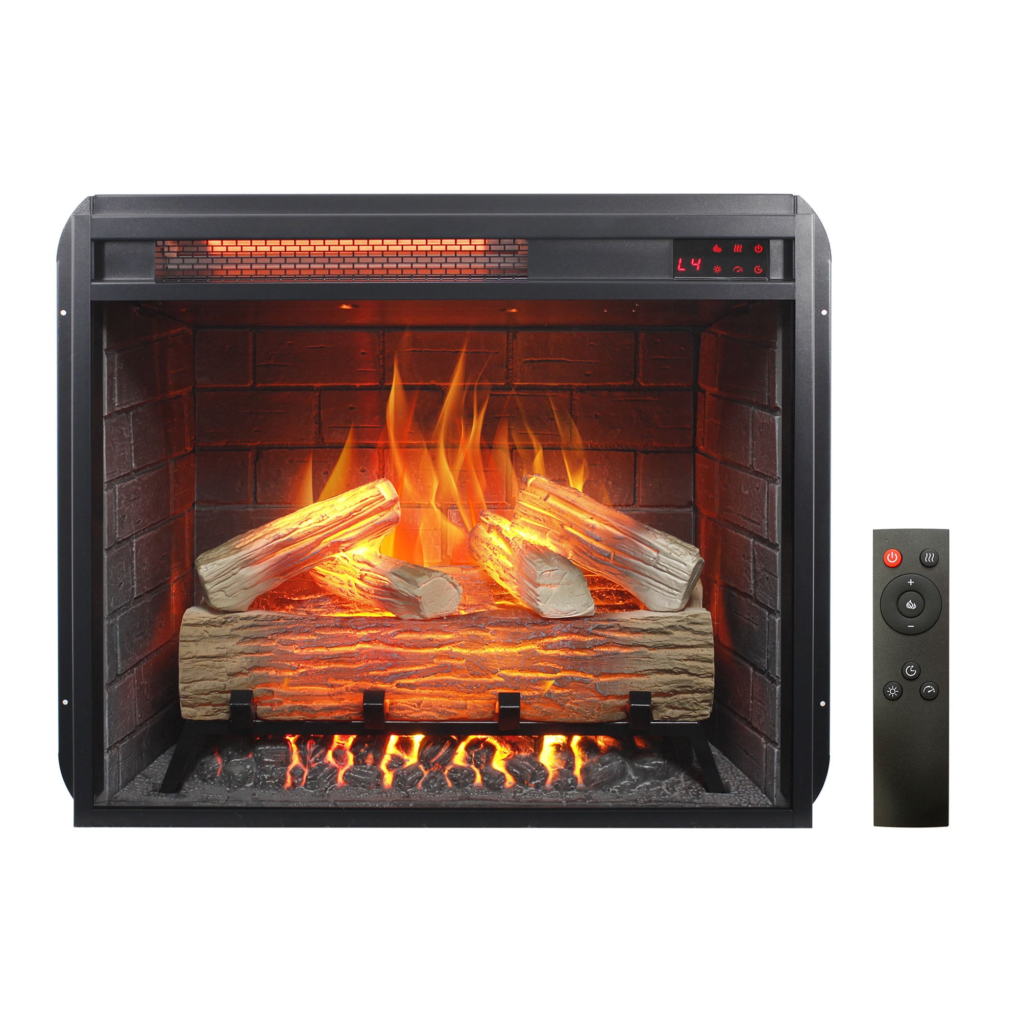 Mondawe MO-CB73642 24.1-in W Black Wall mount Infrared quartz Wall-mount Electric Fireplace with Remote Control Included