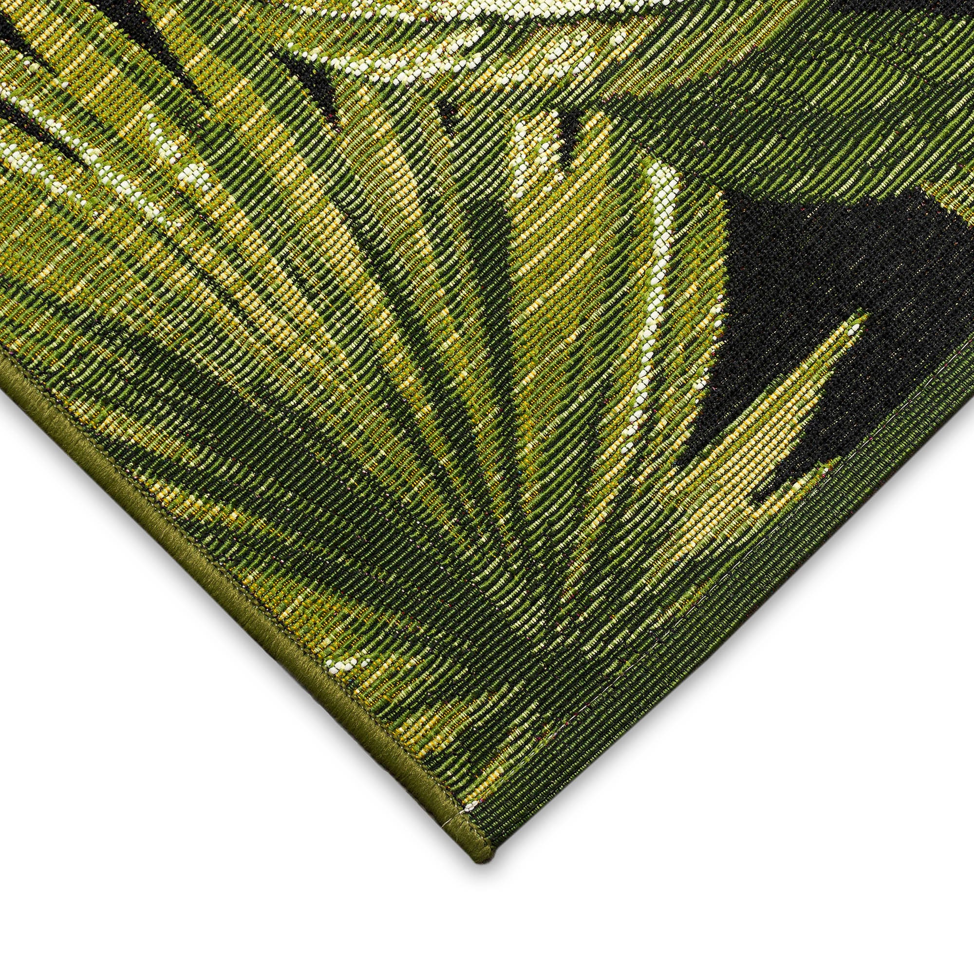 Black and Green Tropical Leopard Print Indoor/Outdoor Rug