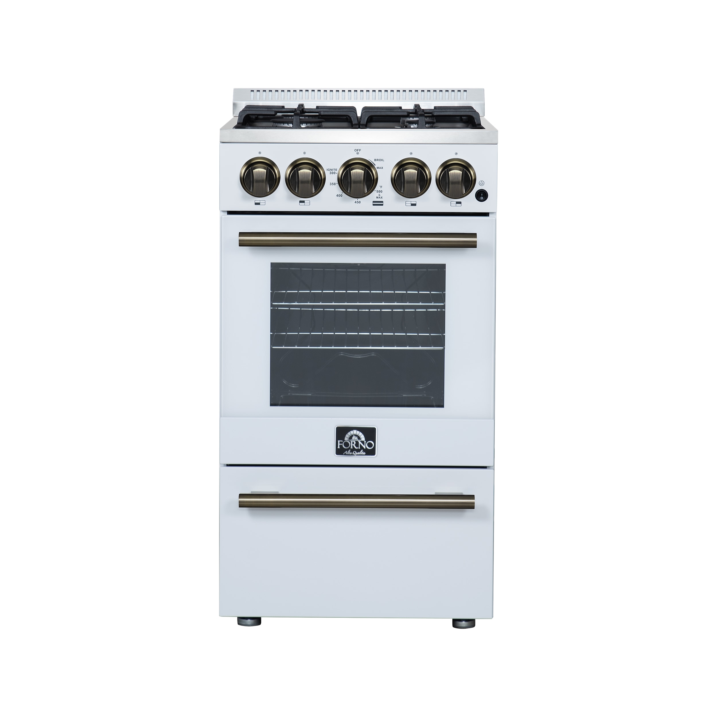 FORNO FFSGS6265-20WHT Lamazze 20-in 4 burners 2.05-cu ft Freestanding Natural Gas Range ( White )