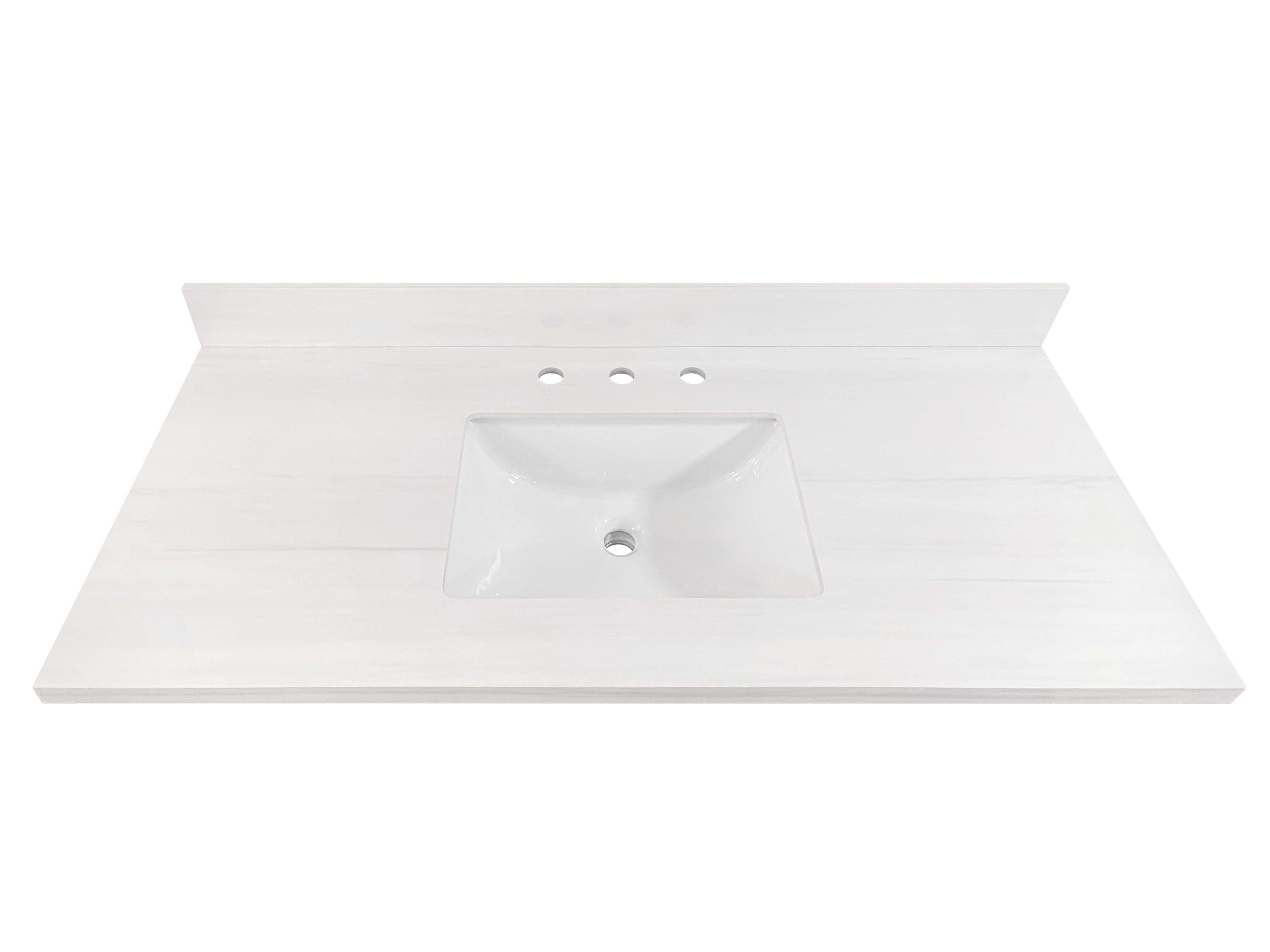 Dolomiti Bianco 49-in White Sintered Stone Undermount Single Sink 3-Hole Bathroom Vanity Top | - allen + roth 261557