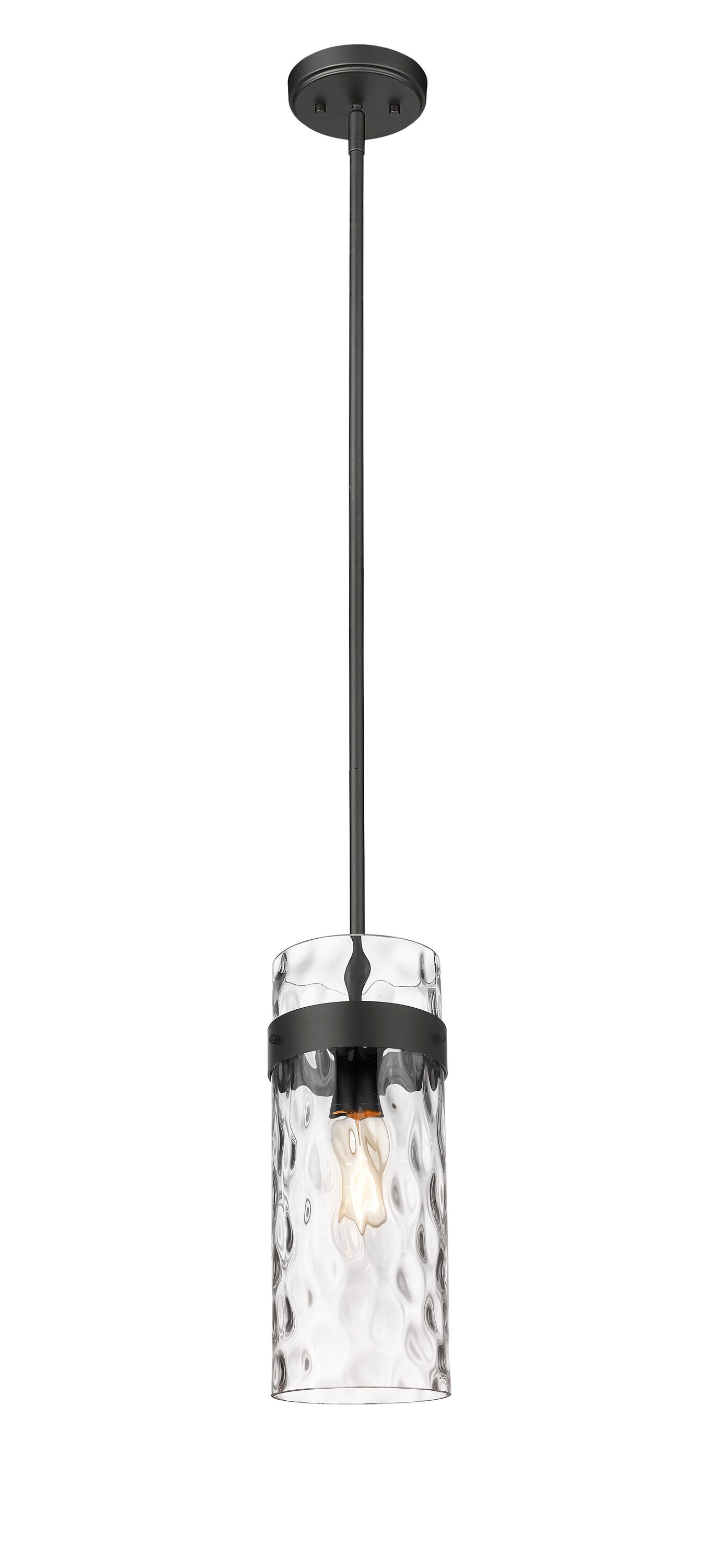 Fontaine Matte Black and Glass Indoor/Outdoor Pendant Light