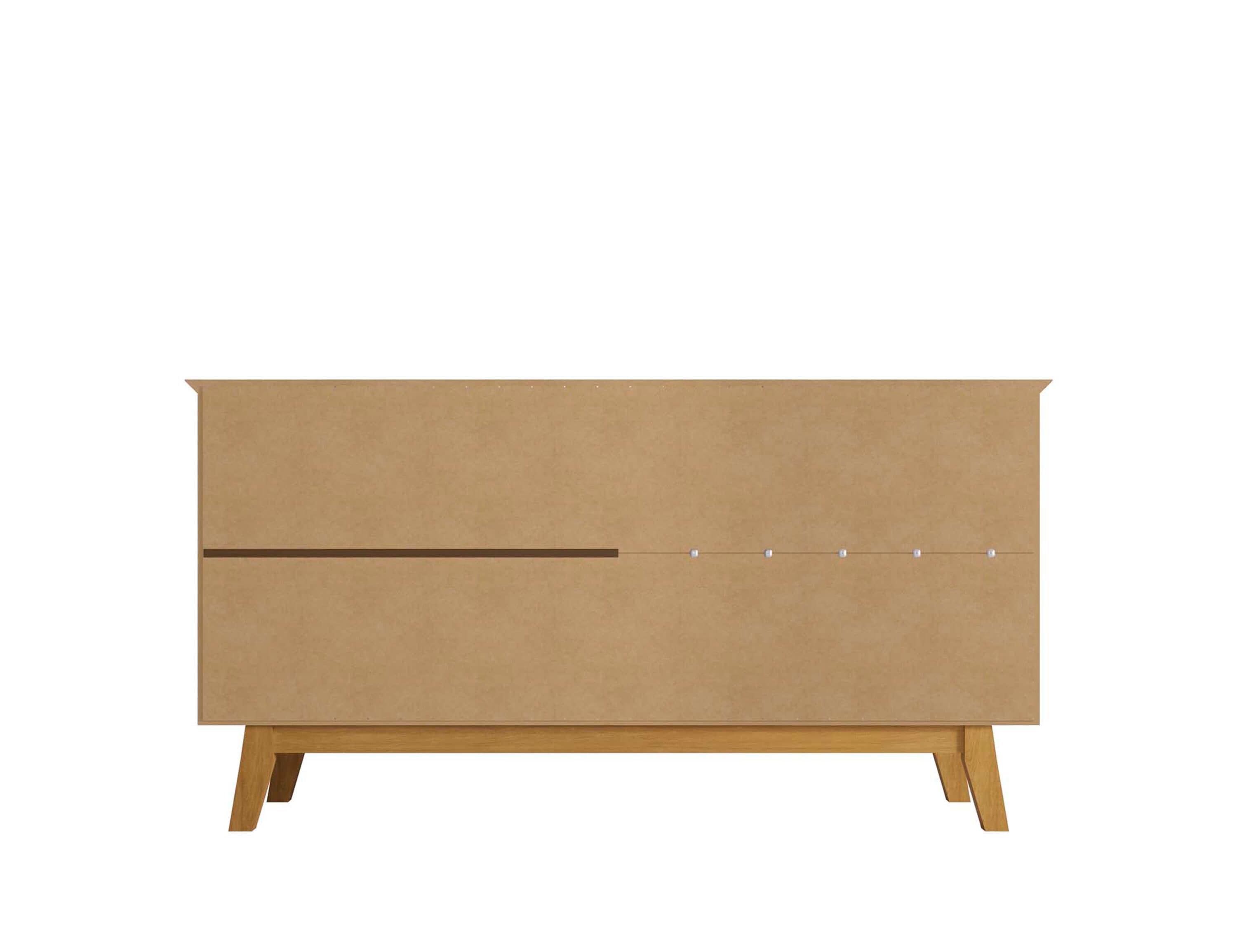 Off White and Cinnamon Mid-Century Modern Sideboard with Solid Wood Legs
