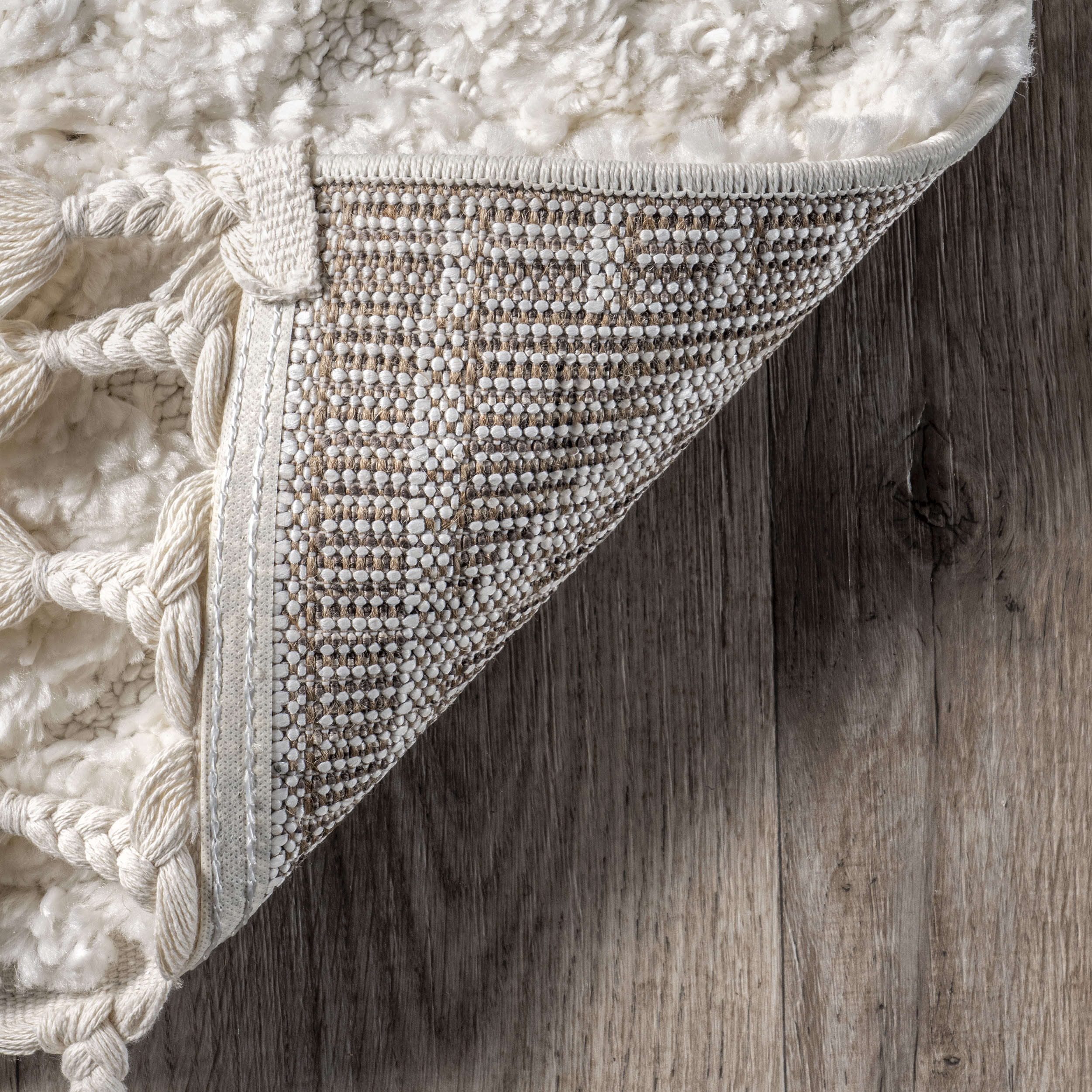Cream Braided Synthetic Rectangular Area Rug 4' x 6'