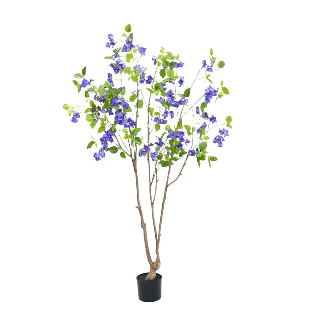 WhizMax WLS-FQZOL-7CQRBALV 4.9ft Bougainvillea Artificial Tree with Flowers And Leaves In Pot Faux Blooming Tree Realistic Fake Bougainvillea Tree