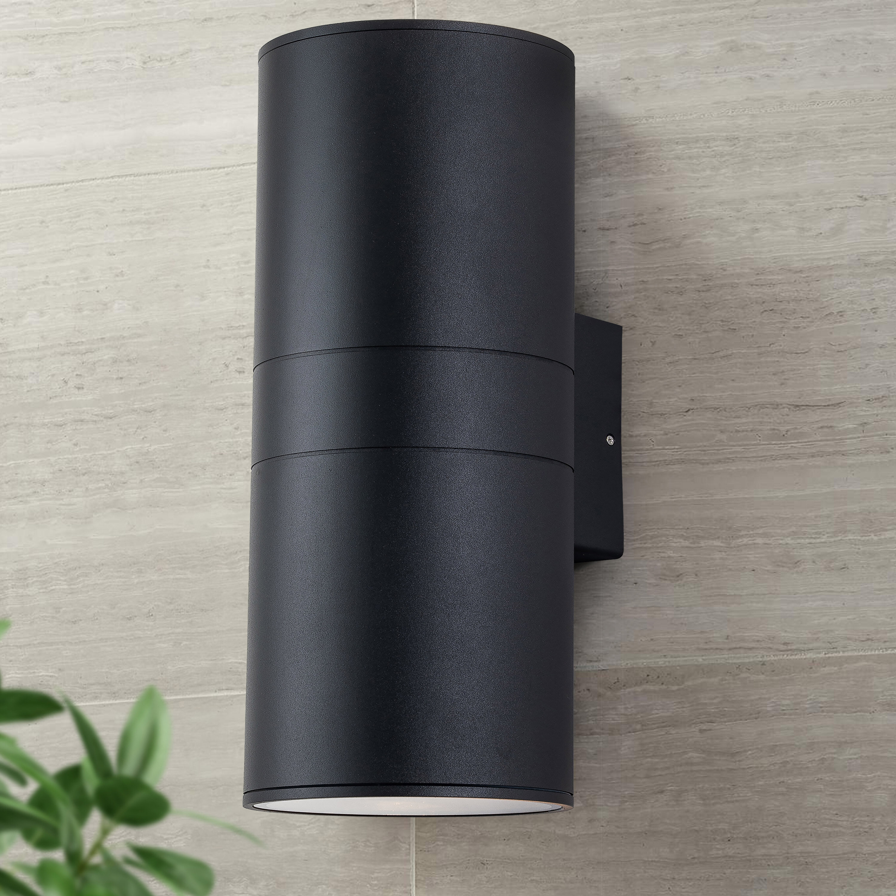 Matte Black Aluminum Cylinder Outdoor Wall Sconce