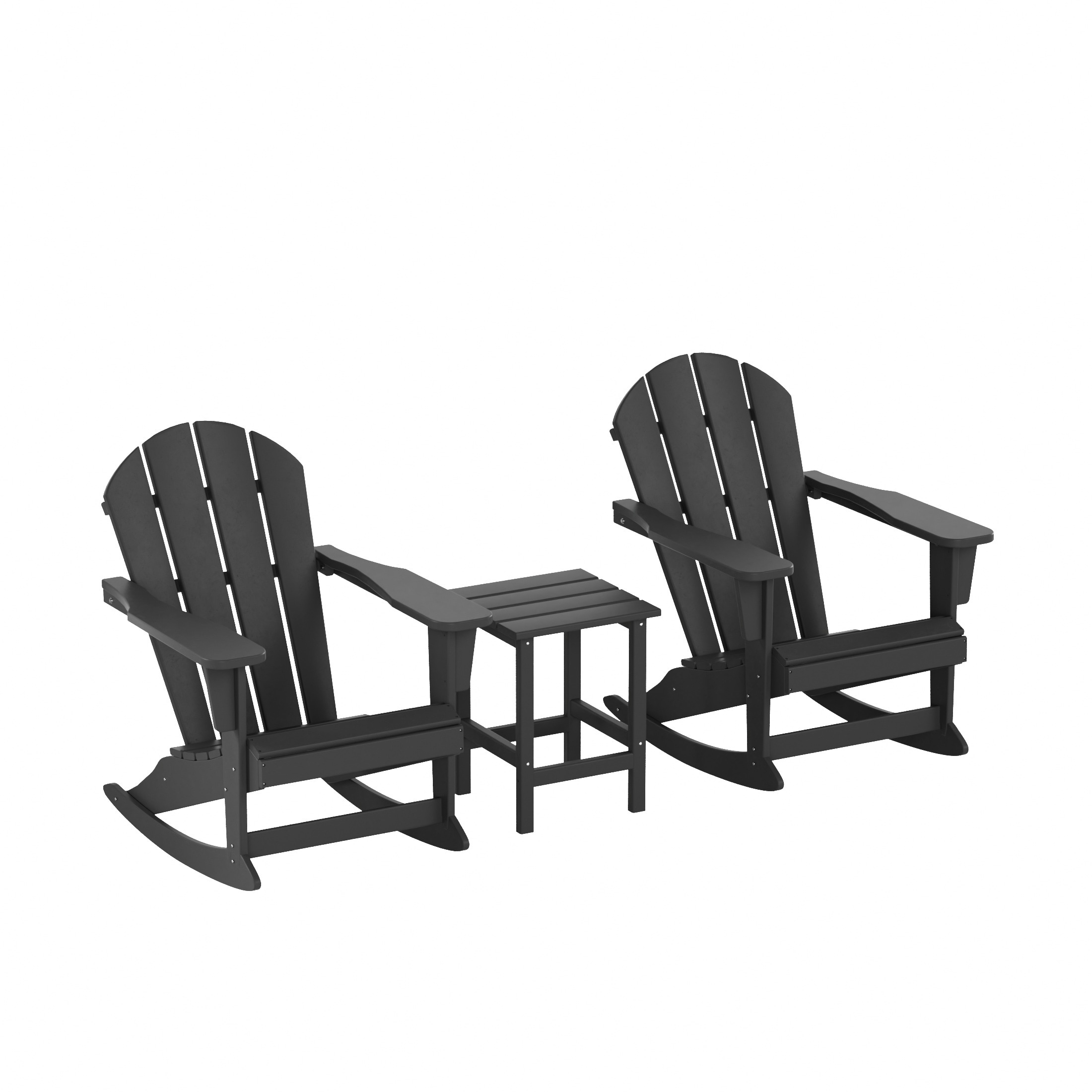 Westin Furniture 2001-RC-GY3 Laguna Set of 2 Gray HDPE Frame Rocking Chair with Slat Seat