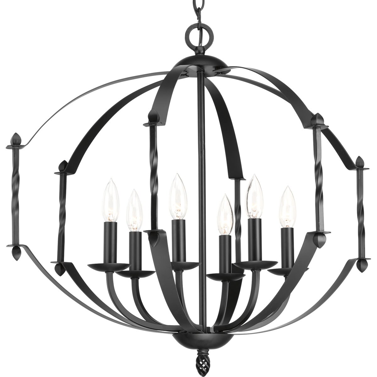 Progress Lighting P4711-31 Greyson 6 -Light Matte Black Rustic For Use in Bedrooms, Dining Rooms, Foyers, Kitchens, Living Rooms Chandelier