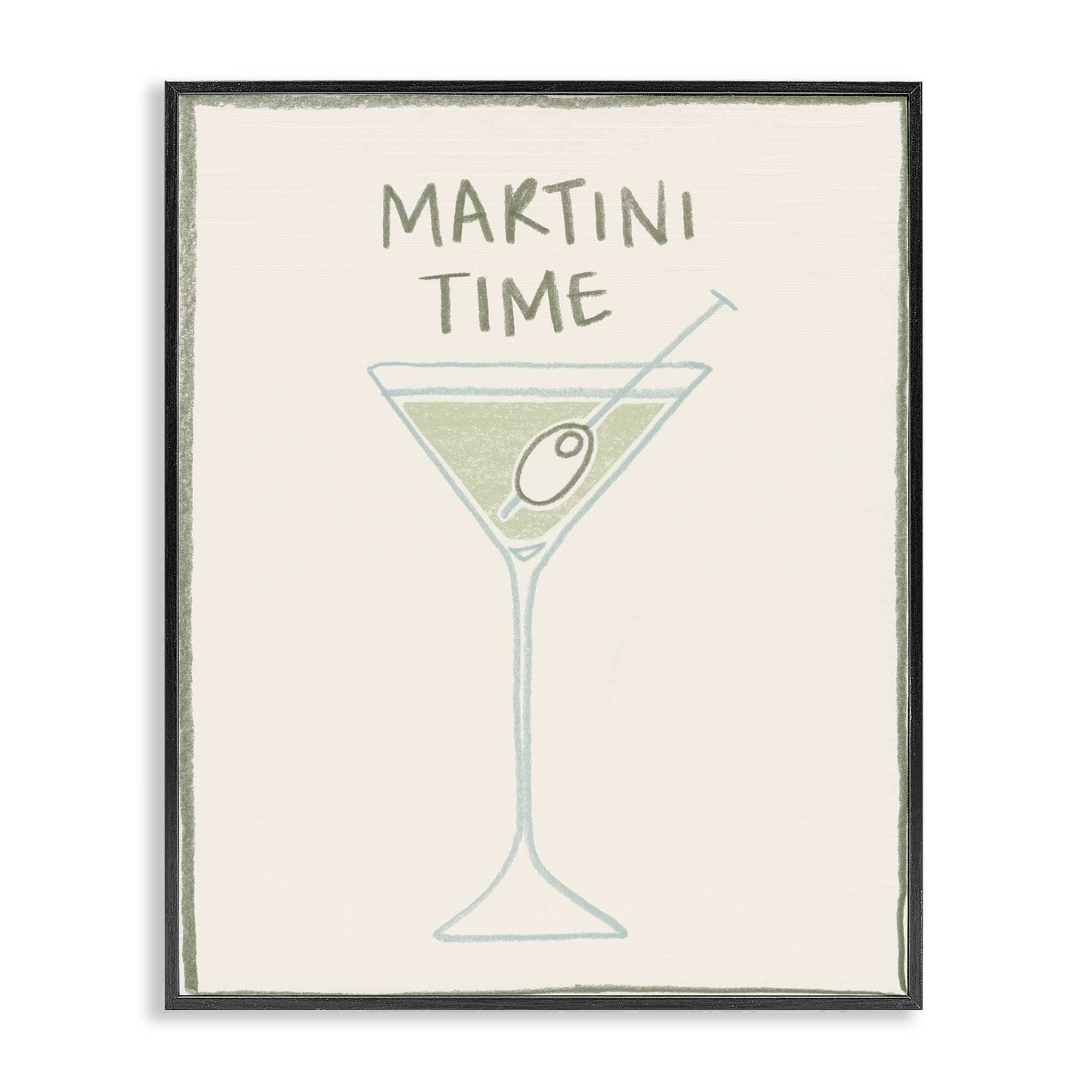 Stupell Industries BS-368-FR-11X14 Minimal Martini Time Framed Giclee design by Grace Popp