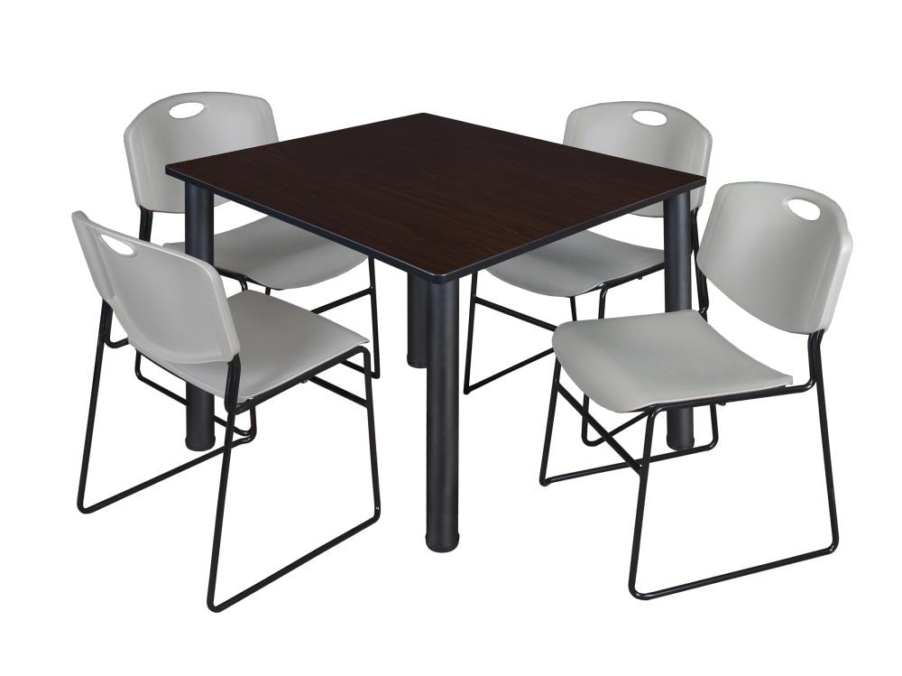 Regency TB4848MWBPBK44GY Breakroom Brown 4-Person Training Table (48-in W x 29-in H)
