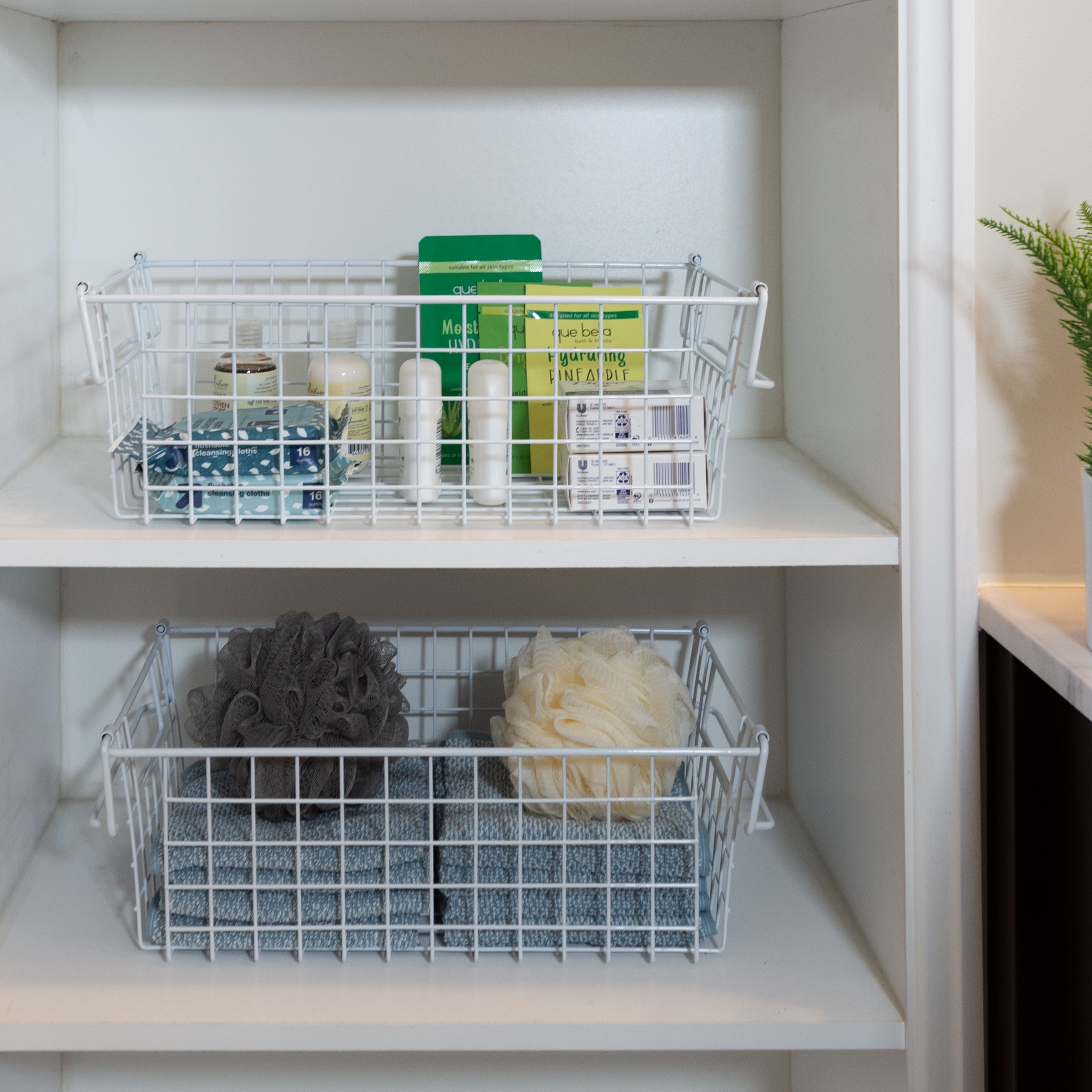 Home-Complete ST-HOME7-WHT 2 -Pack ( 16-in W x 5.5-in H x 9-in D ) White Steel Stackable Bin
