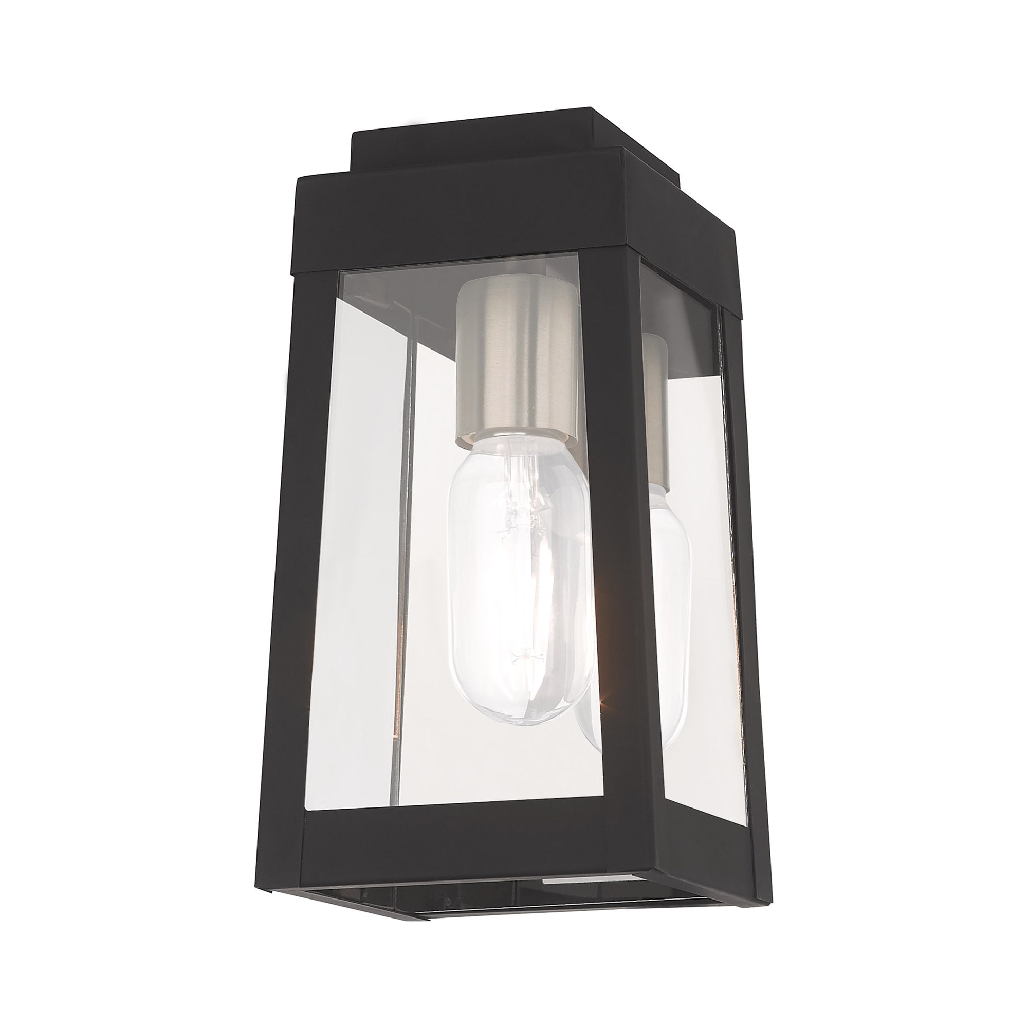 Oslo Sleek Black Outdoor Wall Lantern with Clear Glass