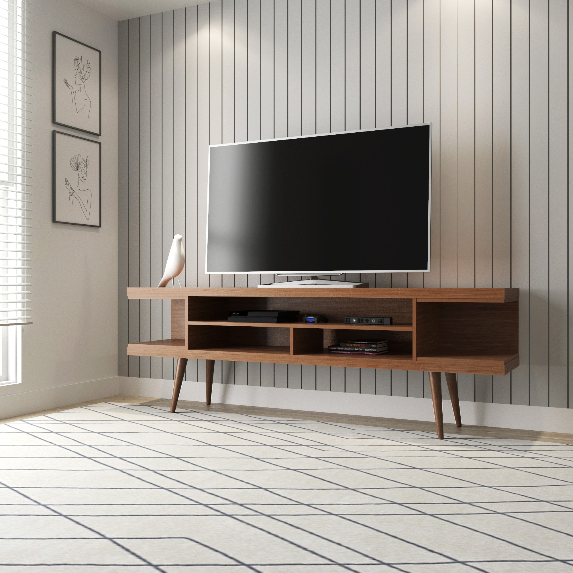 Manhattan Comfort 19755 Modern/Contemporary Maple Cream TV stand ( Accommodates TVs up to 65-in )