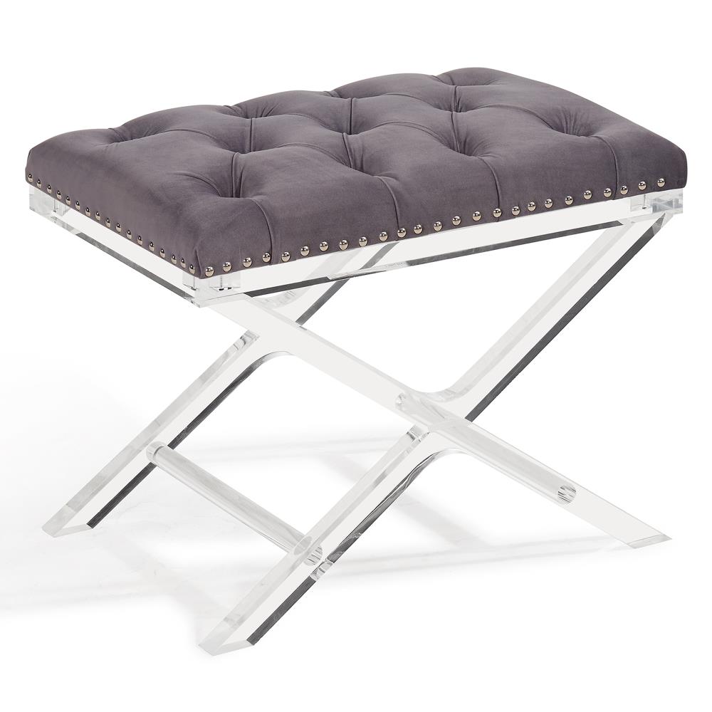 Armen Living LCCOOTGRAY Cody Modern Gray Velvet Ottoman