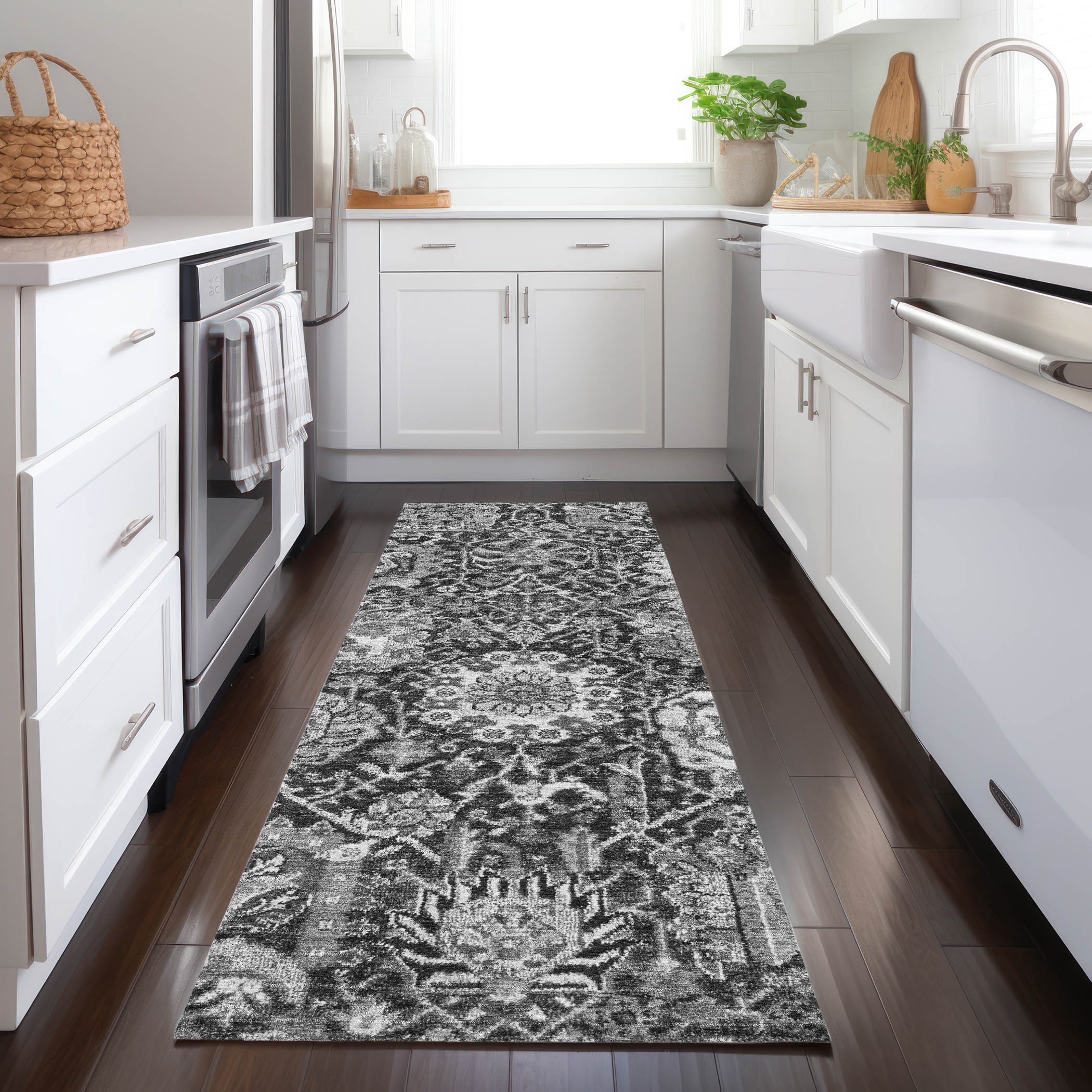 Addison Rugs ACN1322GY2X8 Chantille ACN1322GY 2 x 7 (ft) Polyester Gray Rectangular Indoor/Outdoor Geometric Machine washable Runner rug