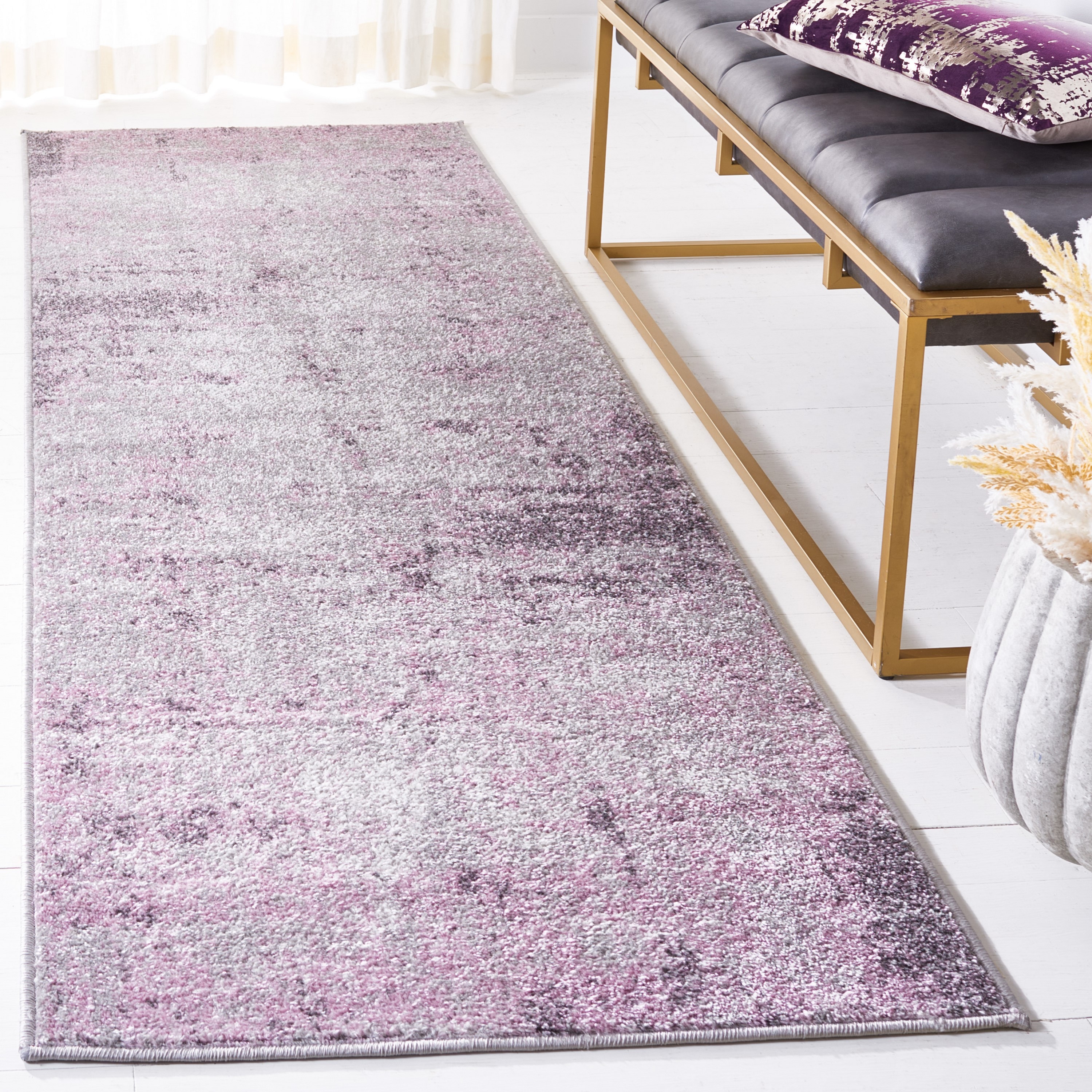 Safavieh ADR130M-26 Adirondack Pilar 3 x 6 (ft) Loomed Polypropylene Light Gray/Purple Rectangular Indoor Abstract Industrial Runner rug