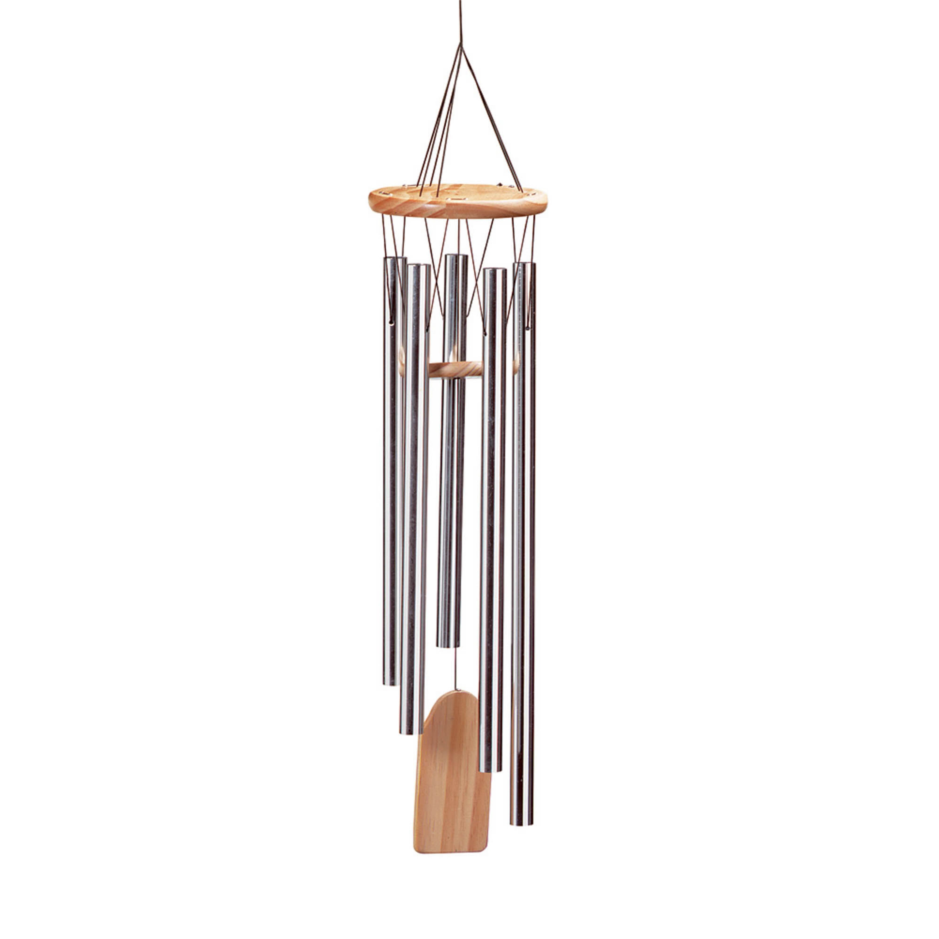 Zingz & Thingz 4505922V 24-in Silver/Wood Metal Natural Wind Chime