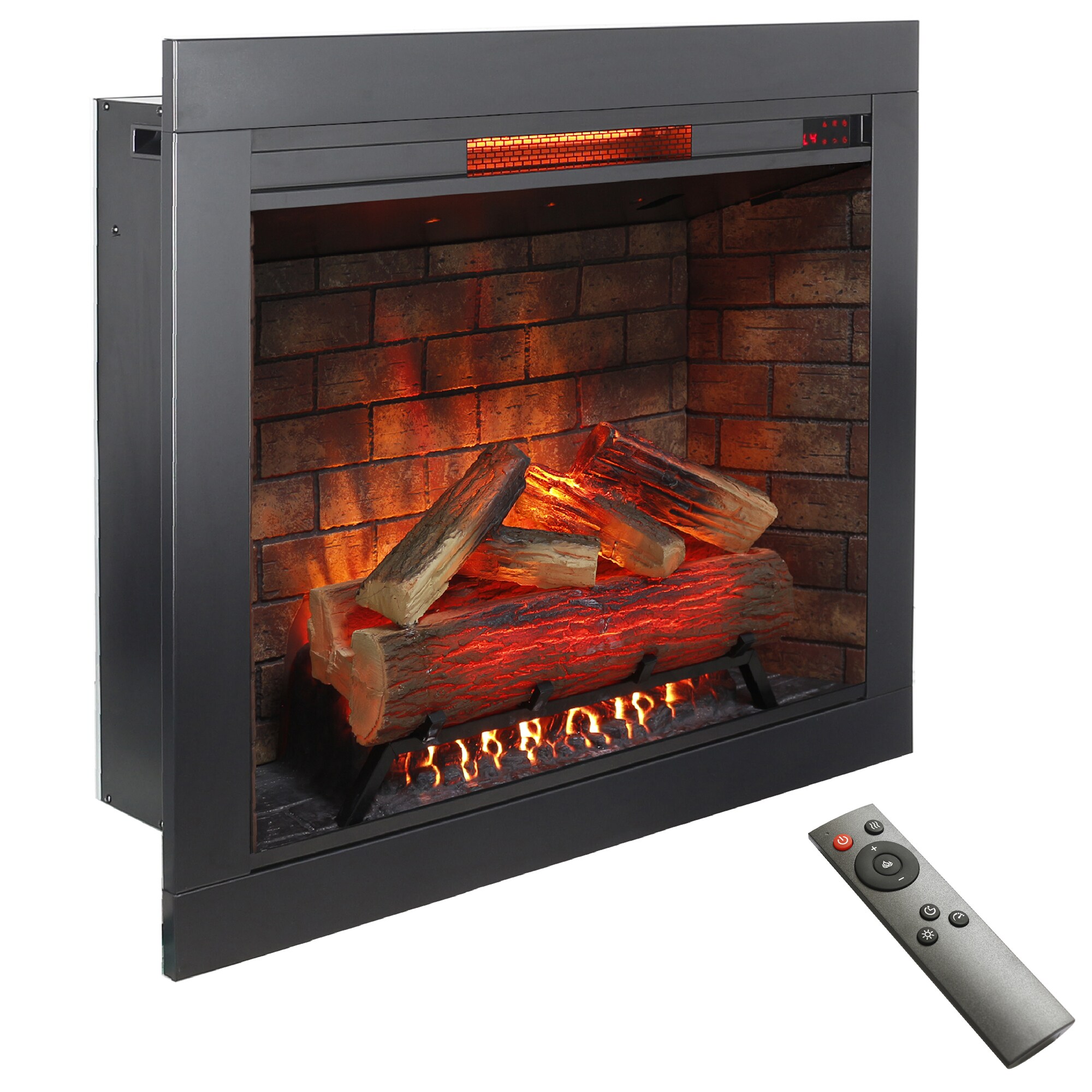 Bybafun YC0700096 32.7-in Black Electric Fireplace Insert