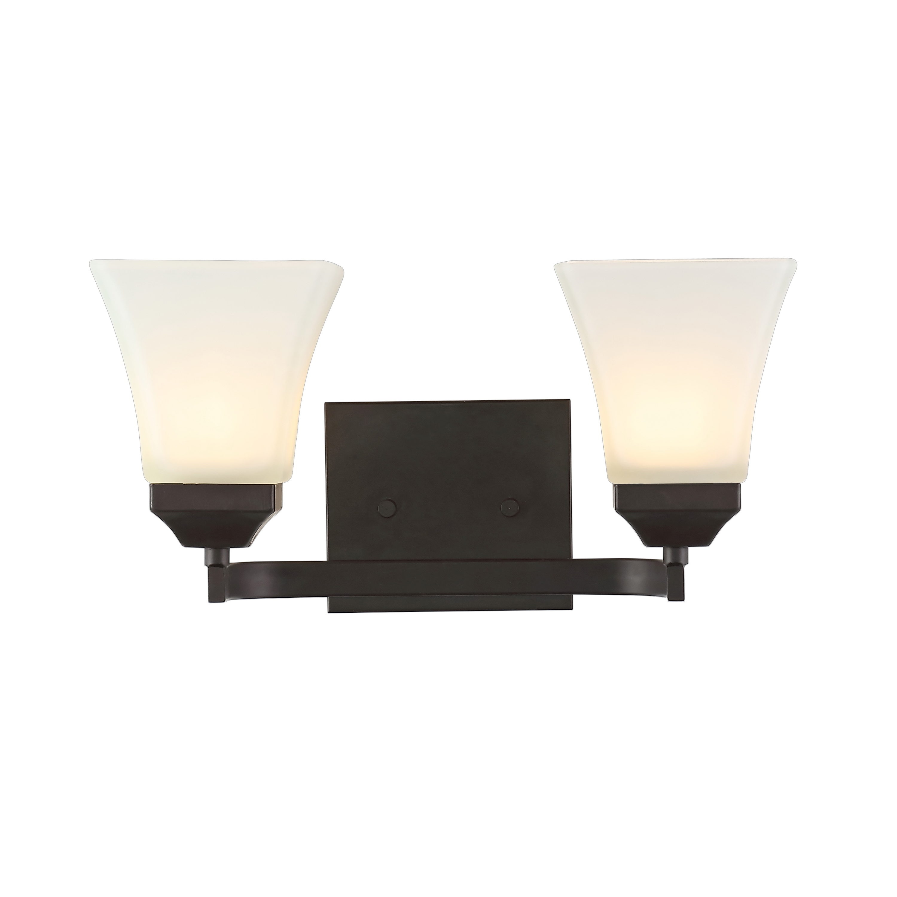 15" Black Iron and Frosted Glass Bathroom Vanity Light