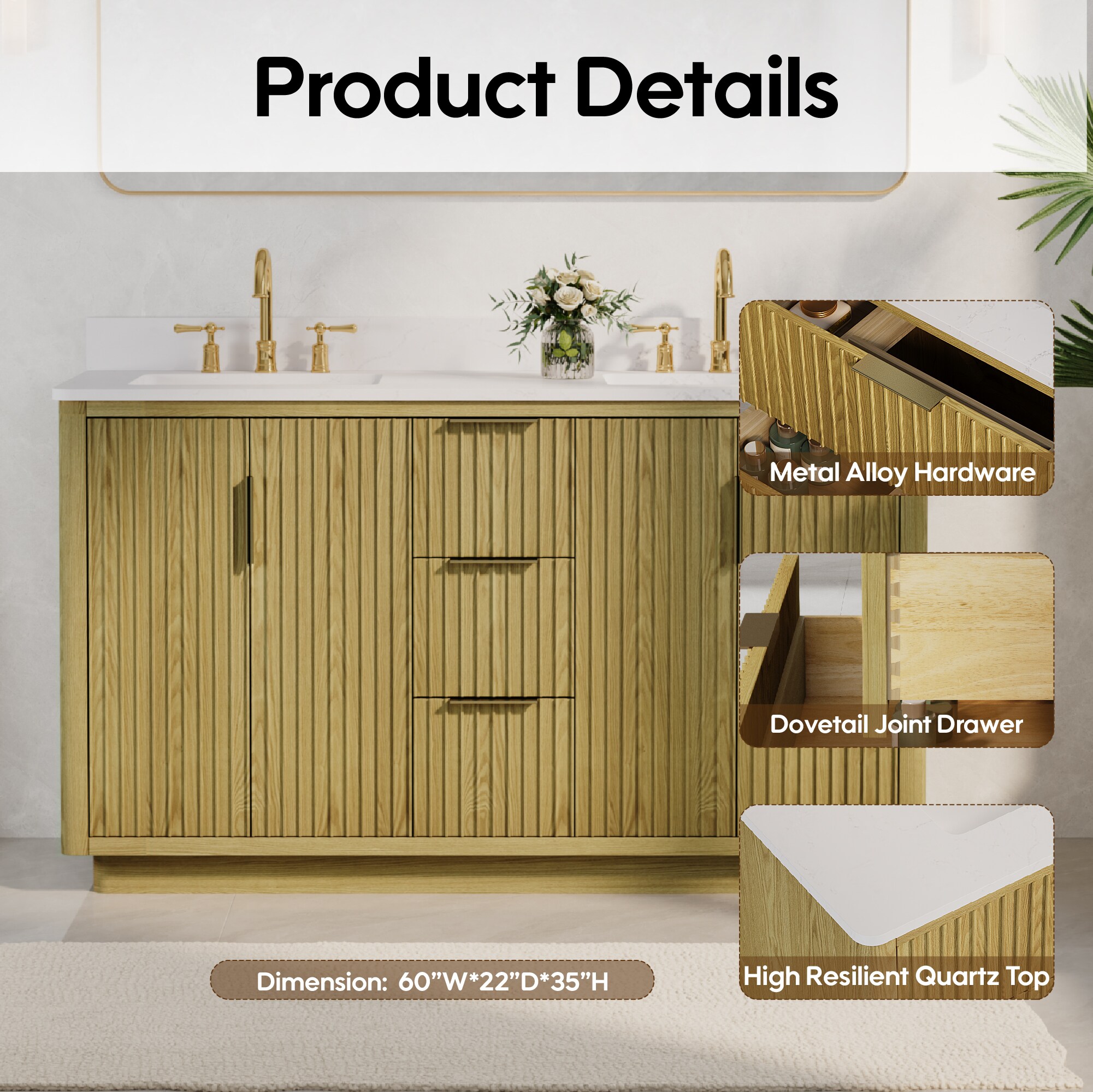 WELLFOR VEX-60TGY Bath-Vanity-Combo - View #6