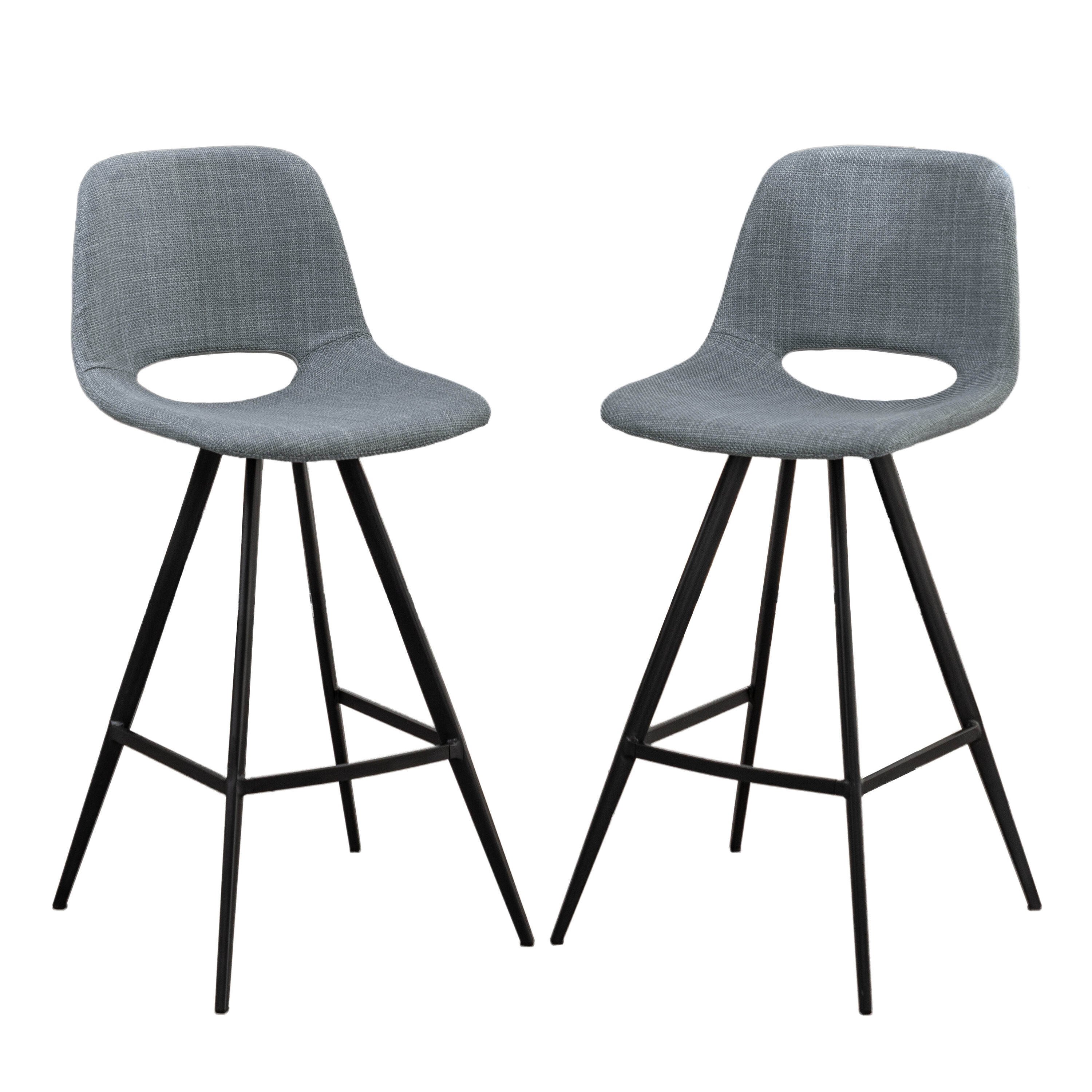 CESICIA K65A Gray 28.25-in H Bar height (28-in to 33-in) Contoured Seat Metal Bar Stool