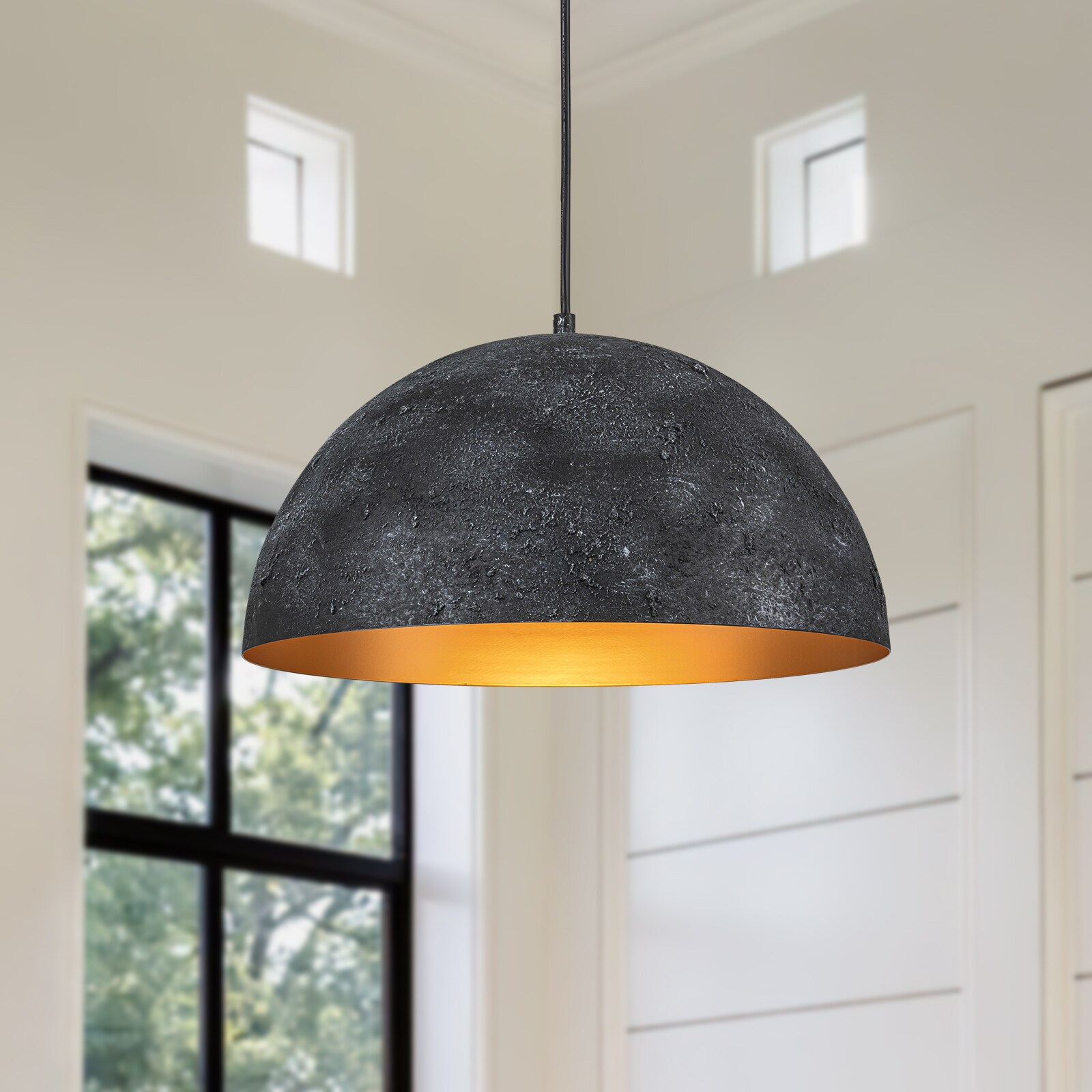 EDISLIVE Y81010000064368 1 -Light Rustic Black Modern/contemporary Dome Medium Hanging Kitchen island light
