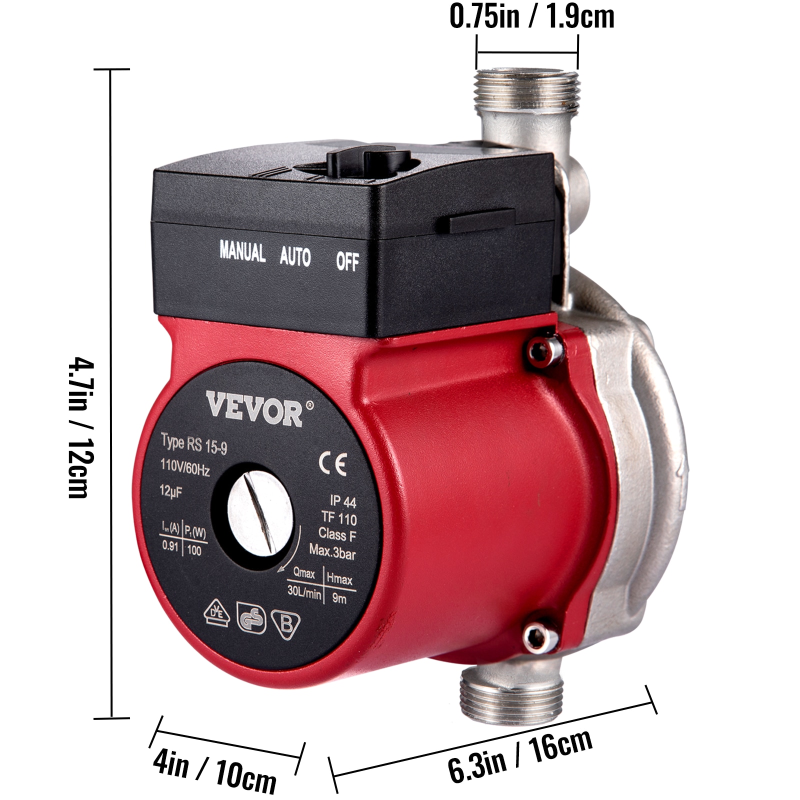 KOLERFLO 3/4 Inch Hot Water Circulating Pump 3-Speed Circulation