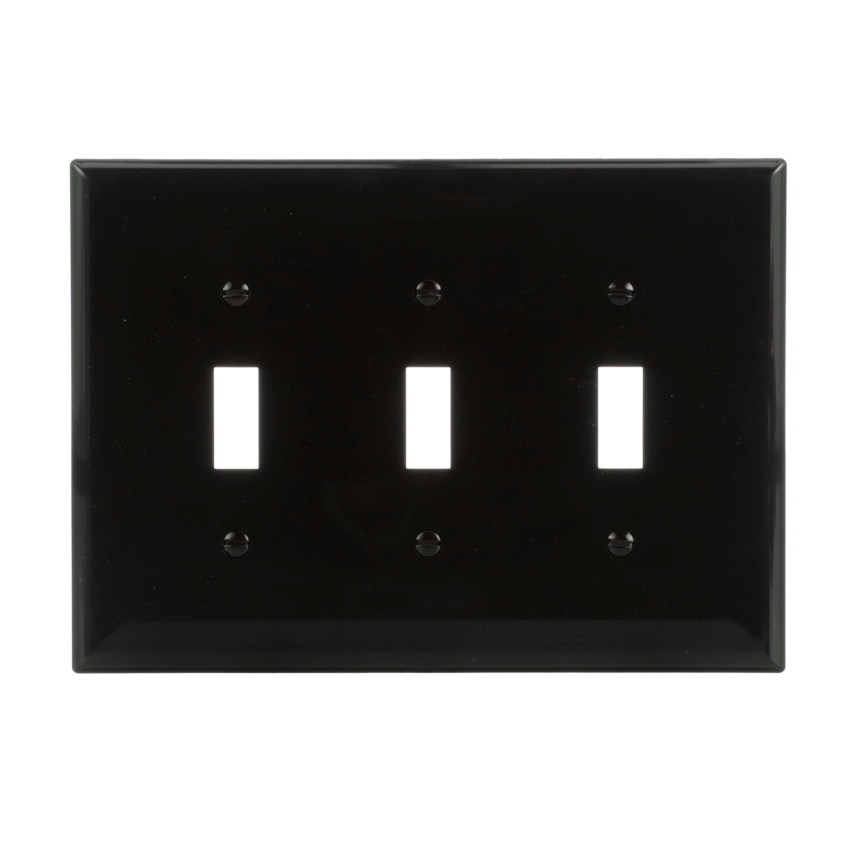 Eaton PJ3BK-F-LW 3 -Gang Midsize Size Black Polycarbonate Indoor Toggle Wall Plate