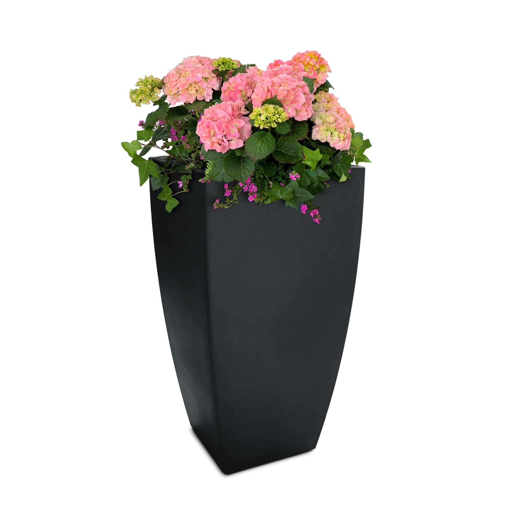 Mayne 8887-B Square 17.5-in W x 32-in H x 17.5-in D Black Plastic Contemporary/Modern Indoor/Outdoor with Self Watering Planter