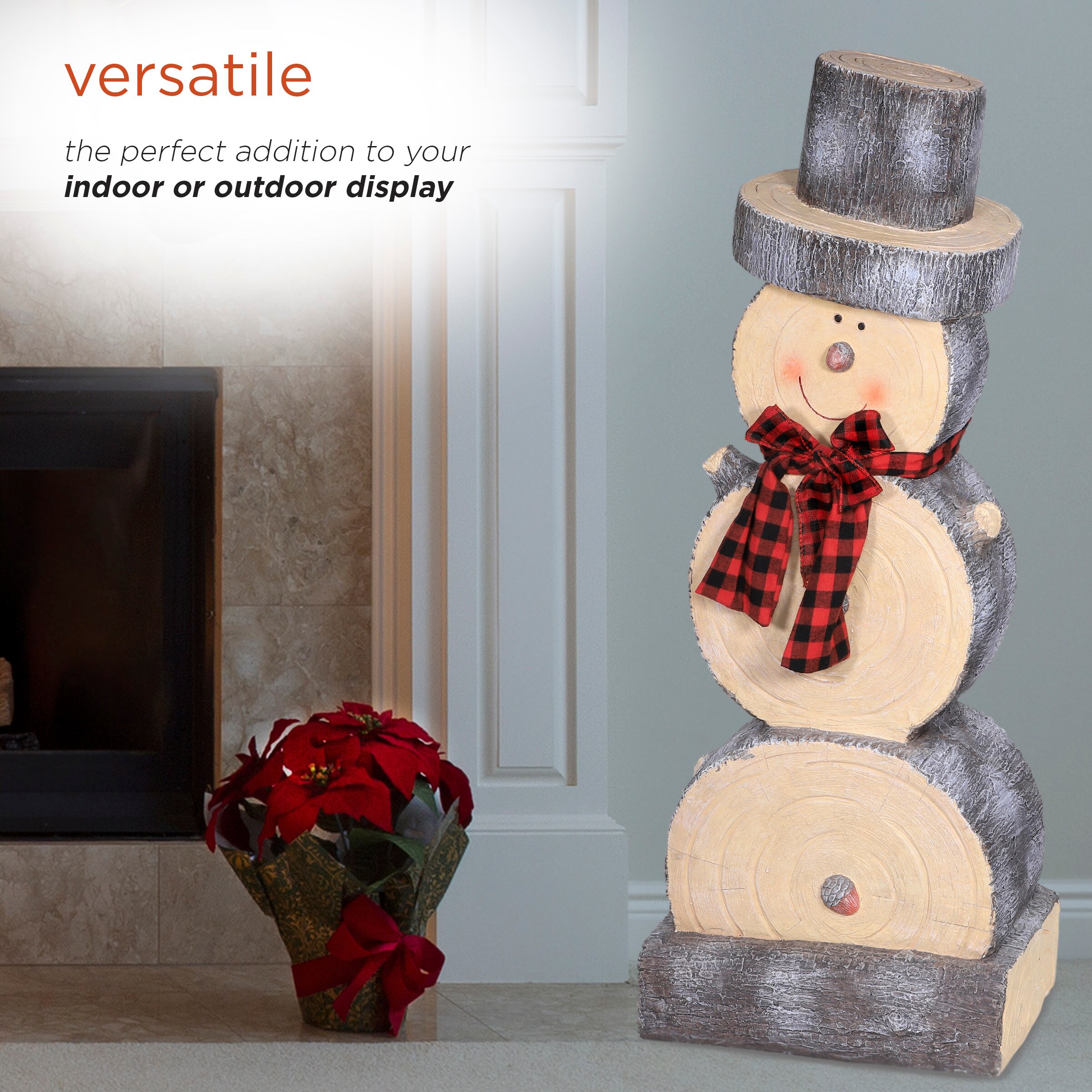 38" Rustic Wooden Snowman Holiday Table Decor